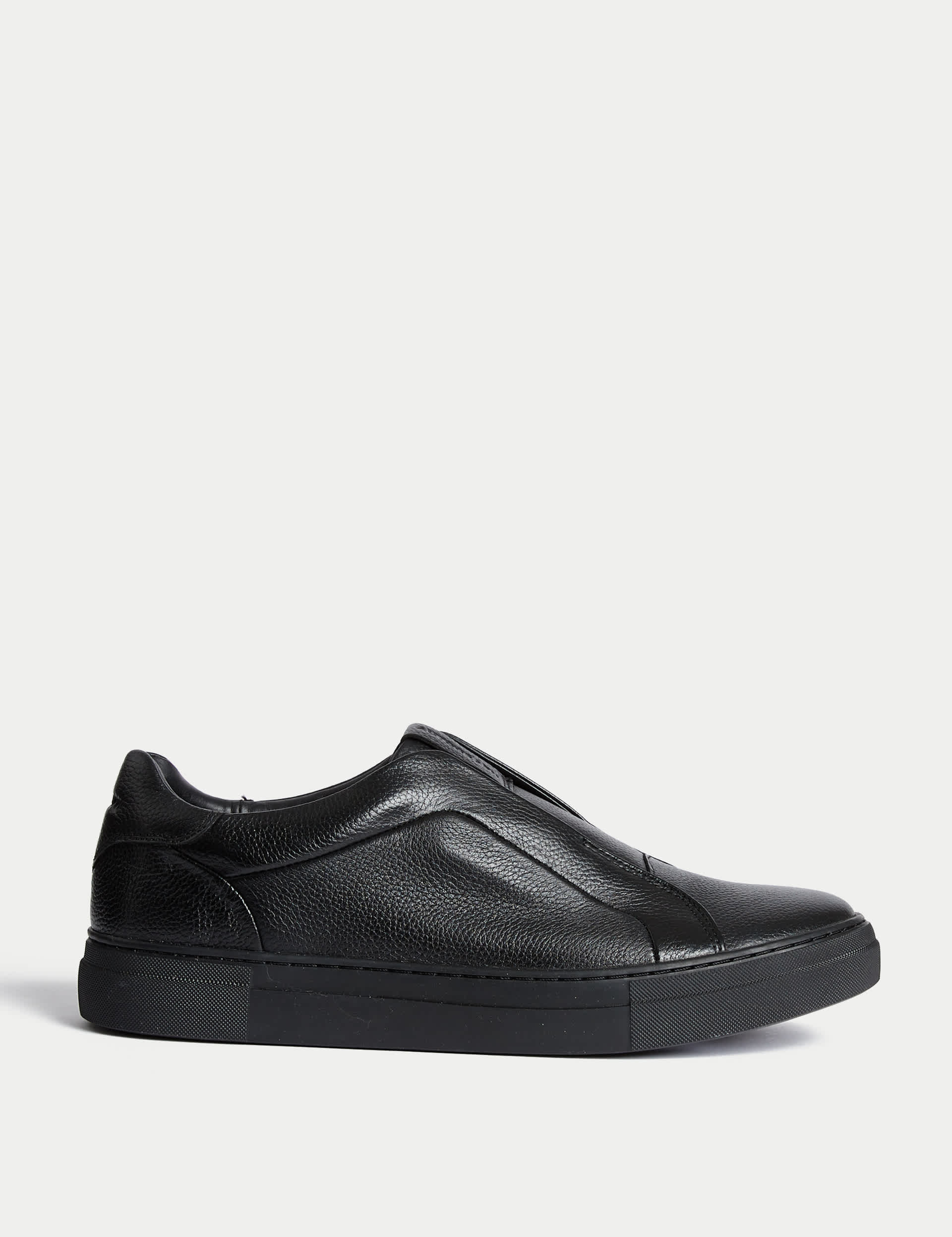 Autograph Men's Leather Slip-On Trainers with Freshfeet - 9 - Black/Black, Black,Black/Black,White,