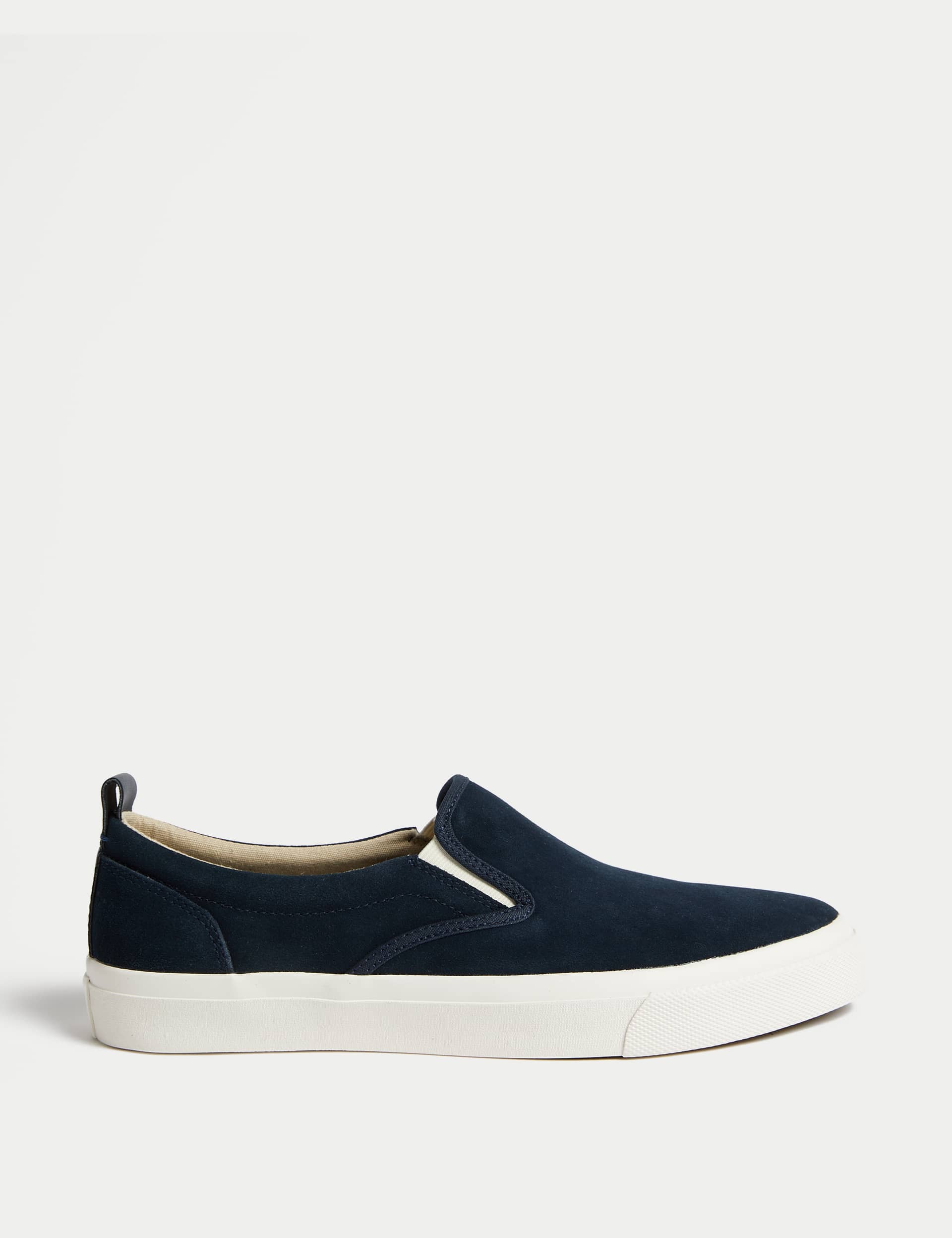 M&S Men's Suede Slip On Pumps - 10 - Dark Navy, Grey,Dark Navy