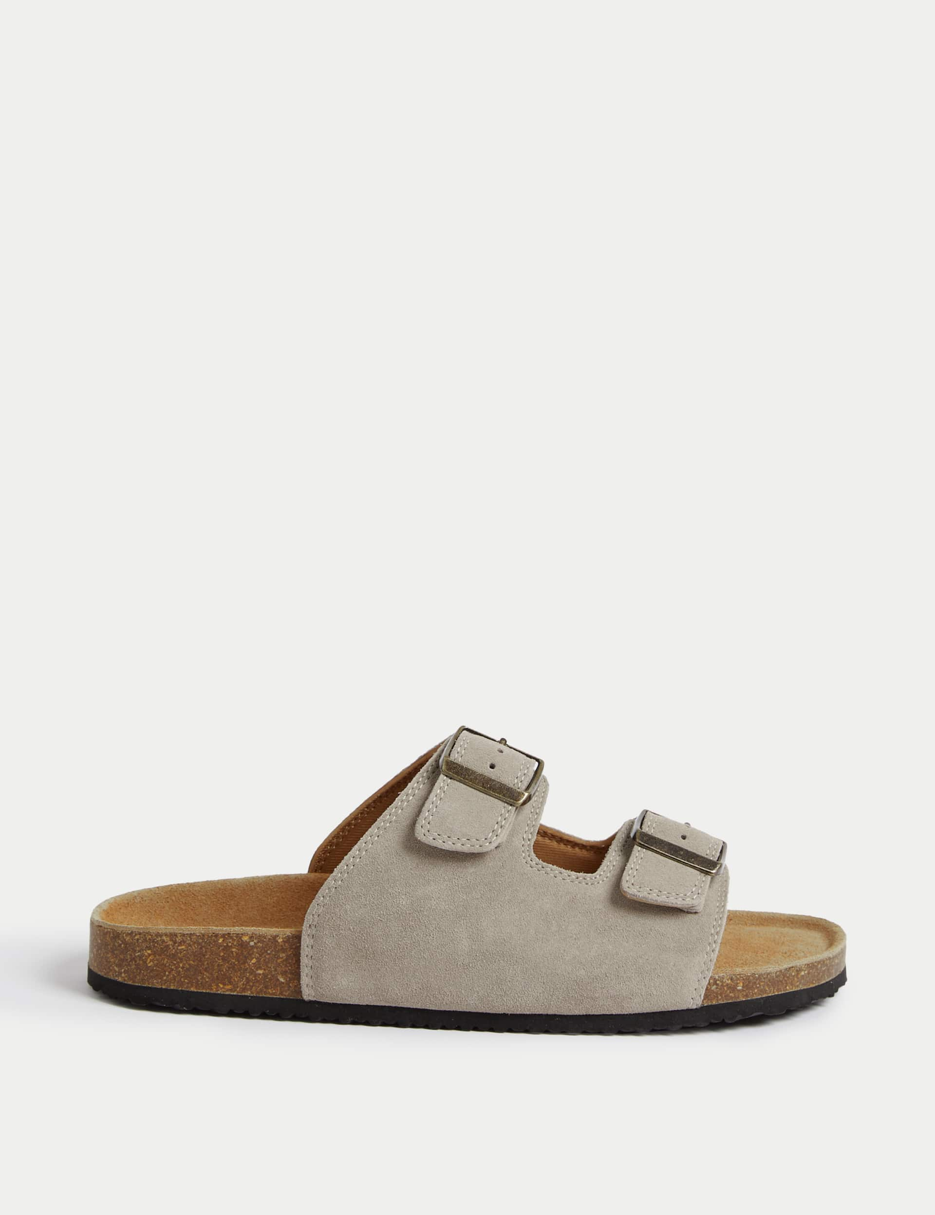 M&S Men's Suede Slip-On Corkbed Sandals - 12, Sand