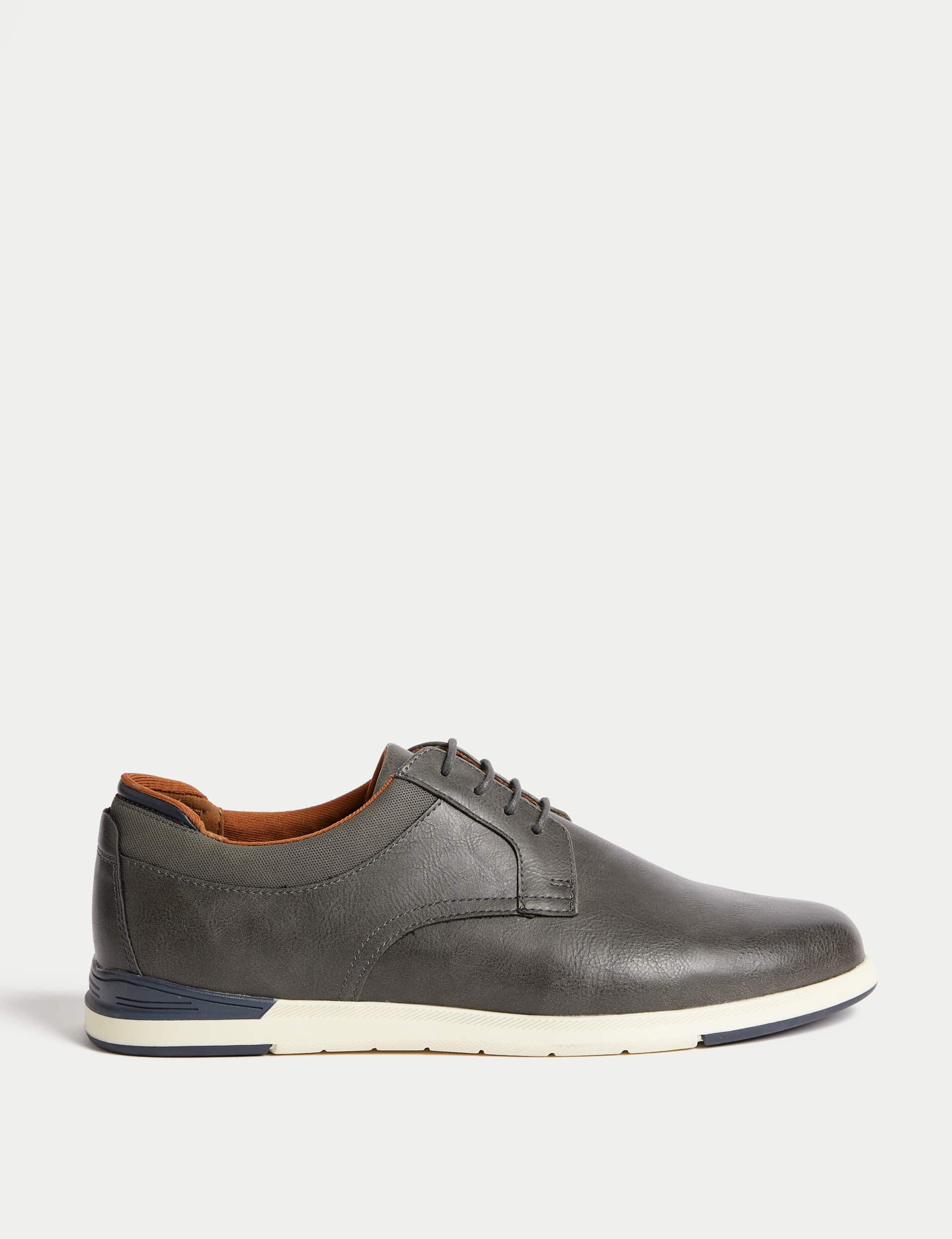 M&S Collection Men's Derby Shoes - 10 - Charcoal, Tan,Charcoal