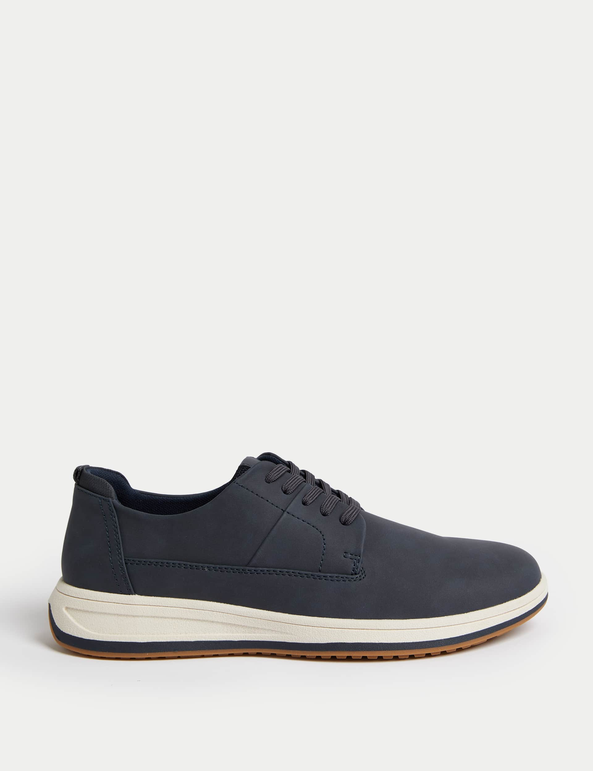 M&S Men's Derby Shoes - 9 - Navy, Navy,Dark Tan