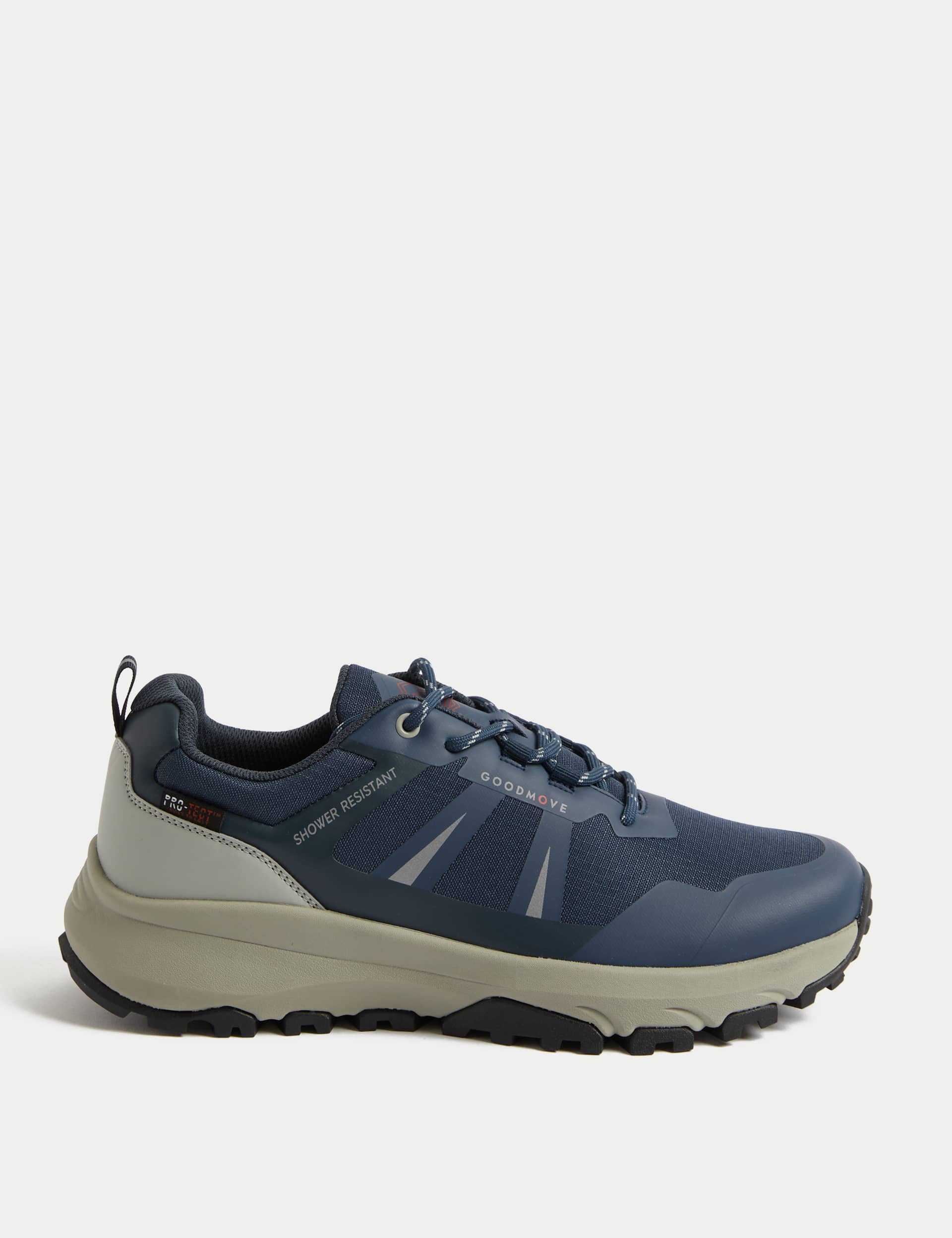 M&S Men's Shower Resistant Lace Up Trekking Trainers - 9 - Navy Mix, Khaki Mix,Navy Mix