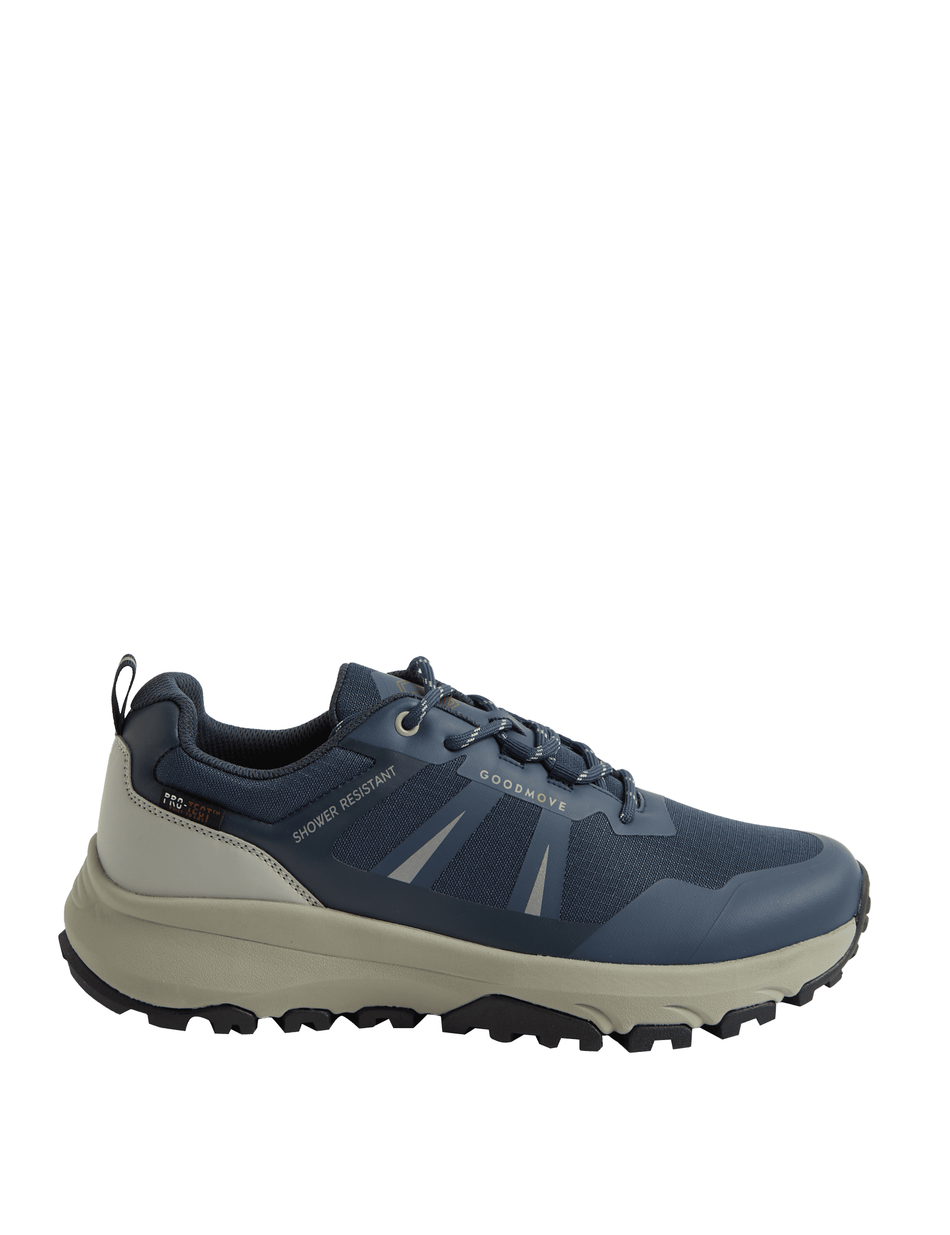 M&S Collection Men's Shower Resistant Lace Up Trekking Trainers - 9 - Navy Mix, Khaki Mix,Navy Mix