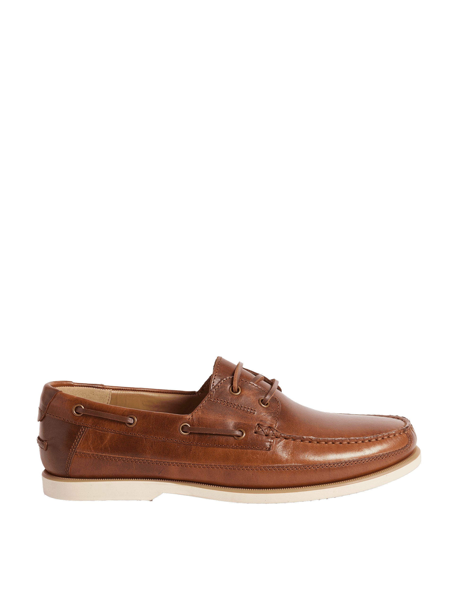 M&S Collection Men's Leather Boat Shoes - 6 - Tan, Tan