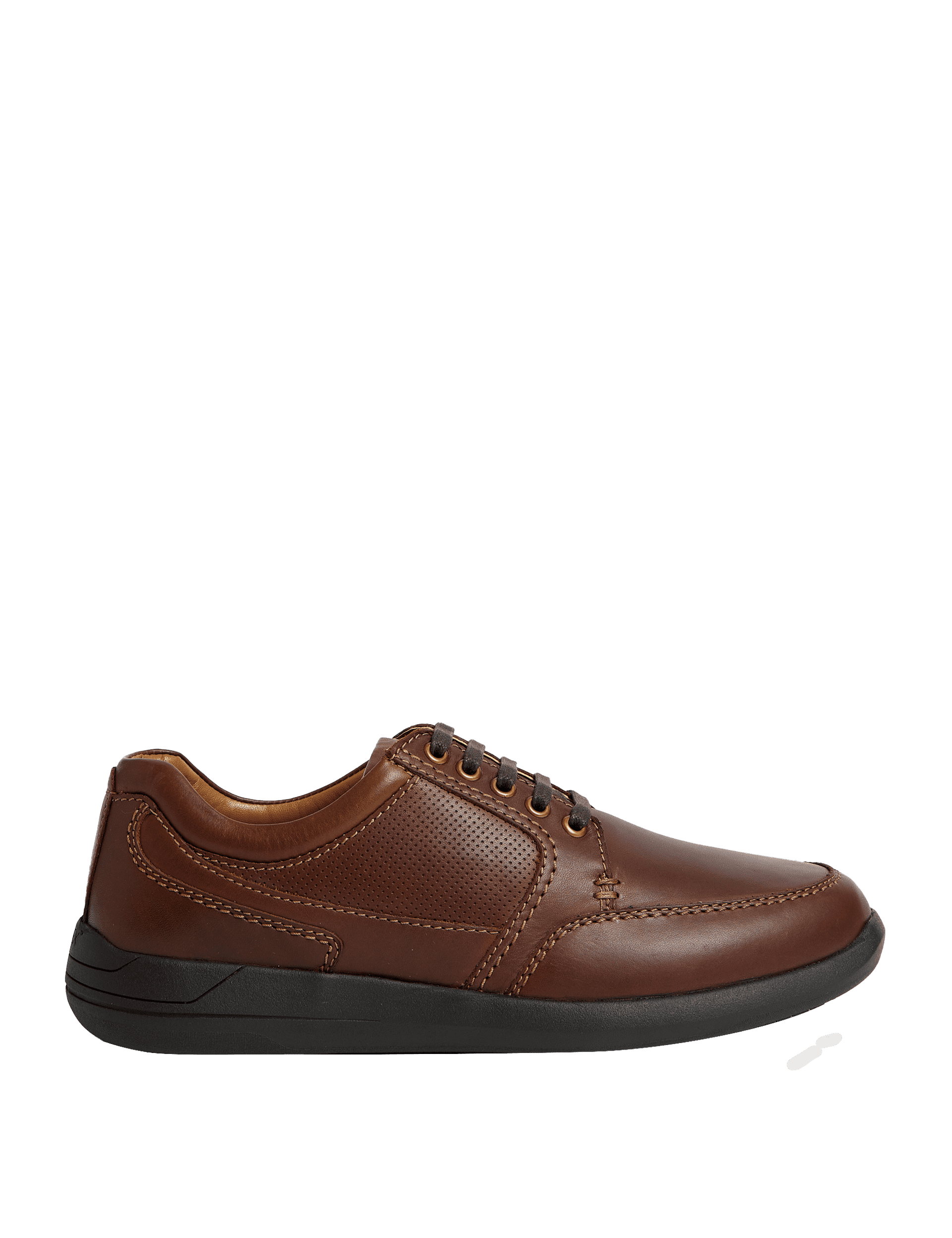 M&S Collection Men's Wide Fit Airflex Leather Derby Shoes - 10 - Dark Brown, Dark Brown