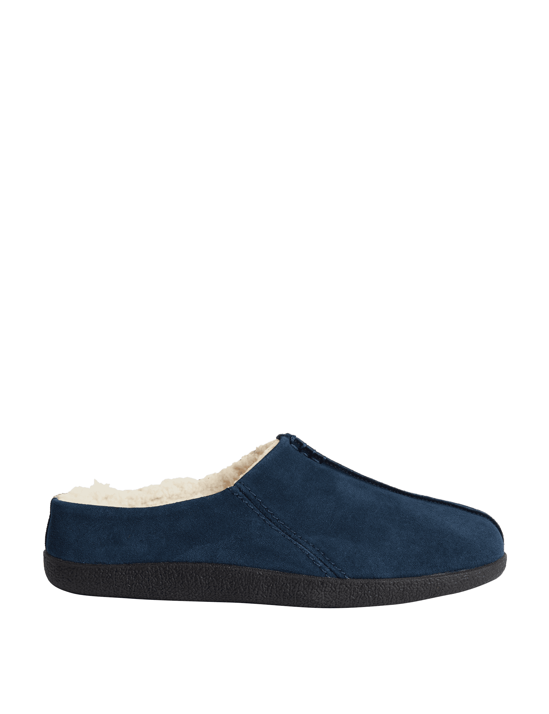 Autograph Men's Suede Fleece Lined Mule Slippers - 7 - Navy, Tan,Navy