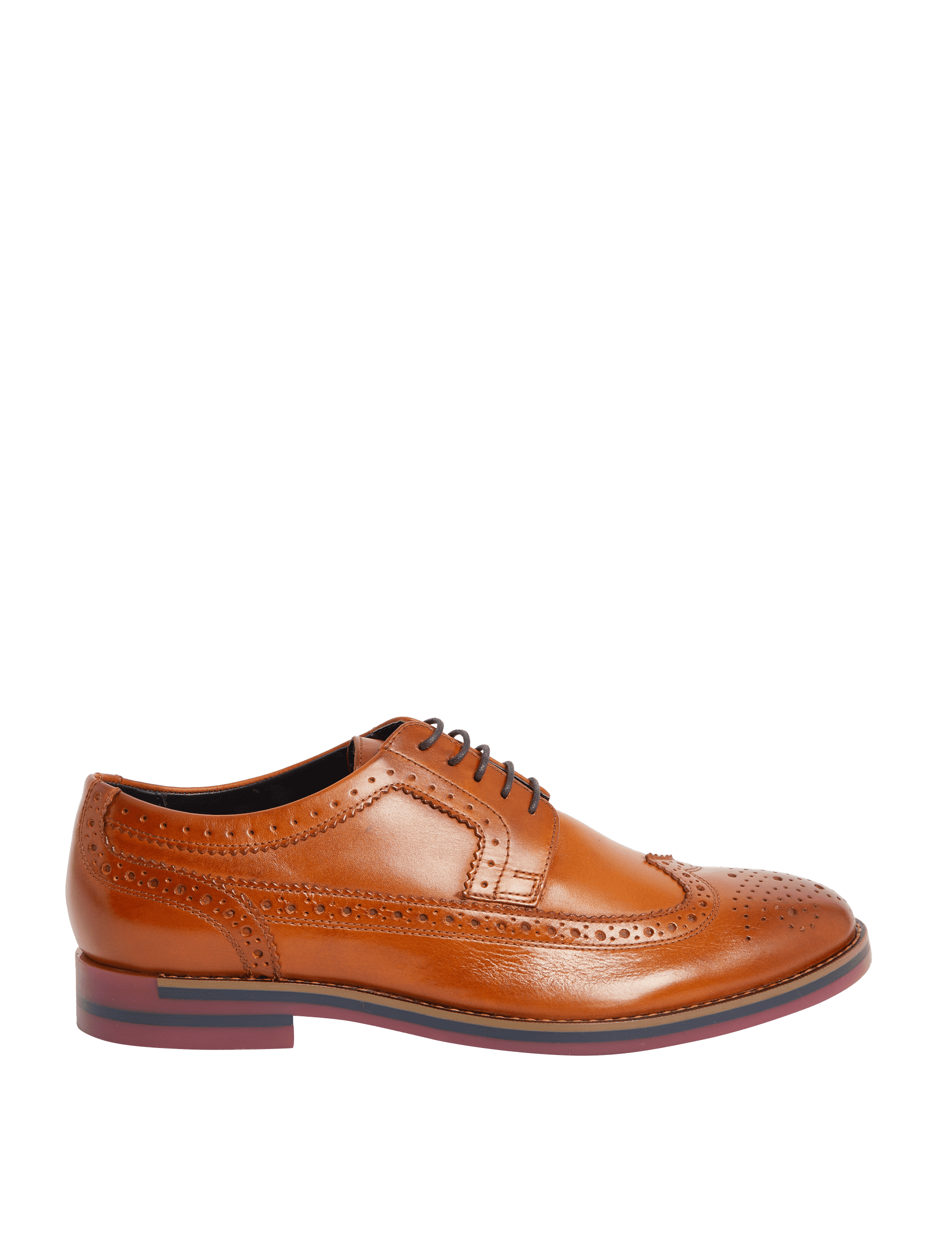 M&S Collection Men's Leather Trisole Brogues - 9 - Chestnut, Black,Chestnut,Burgundy