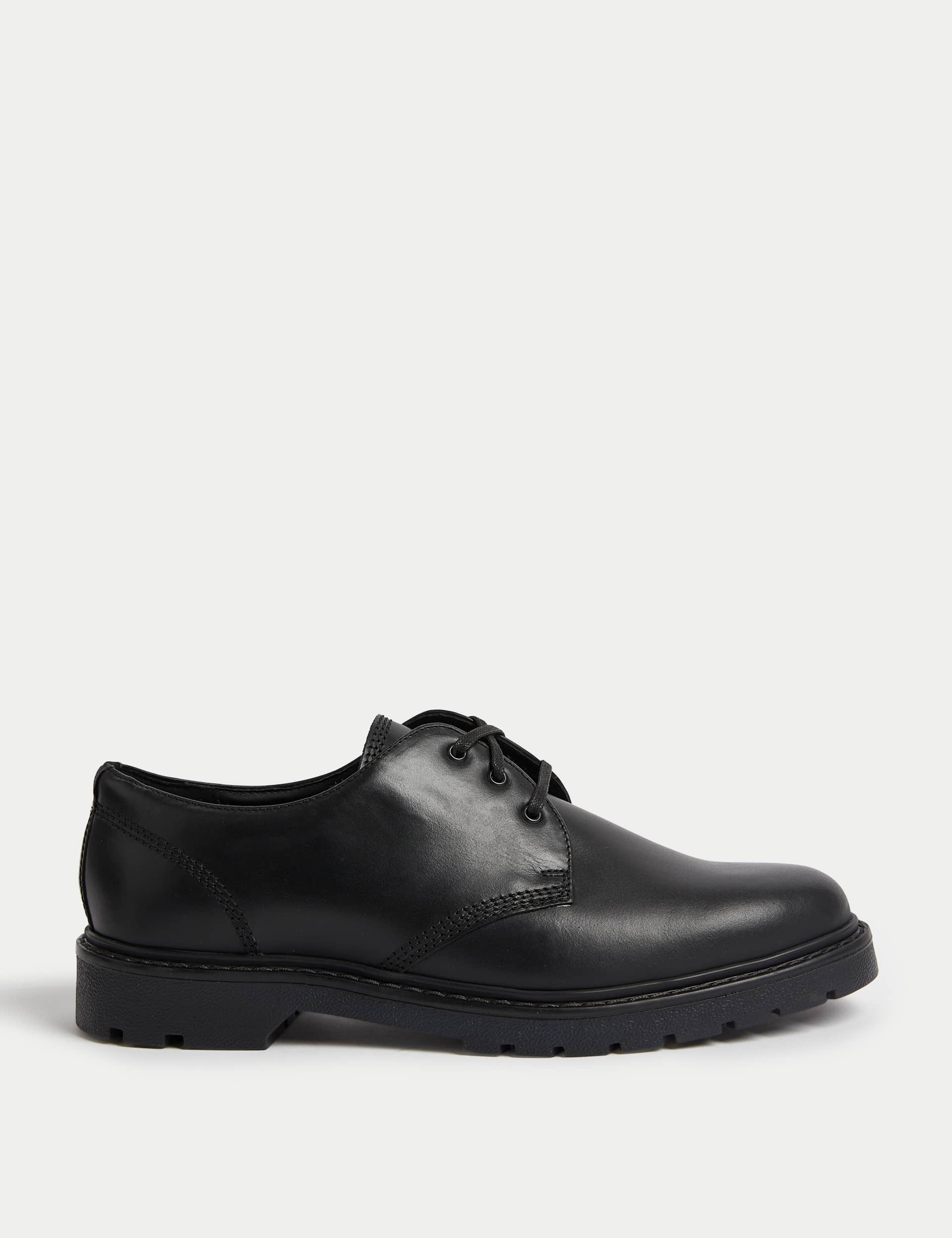 M&S Men's Leather Derby Shoes - 6 - Black, Black