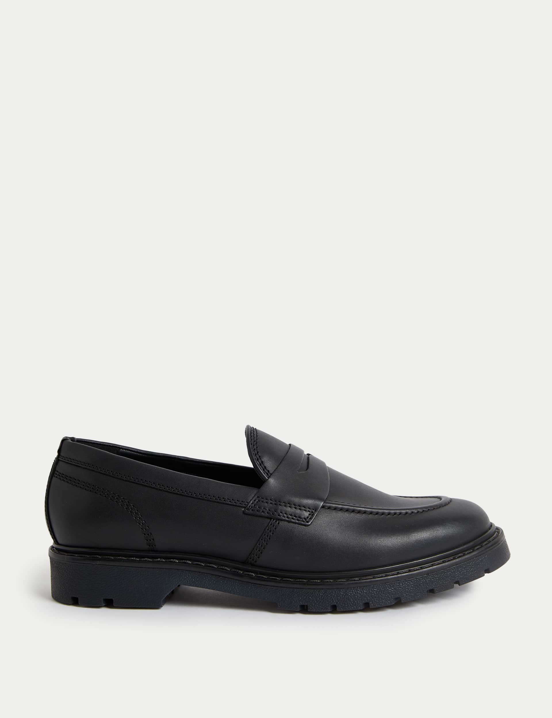 M&S Men's Leather Slip On Loafers - 8 - Black, Black