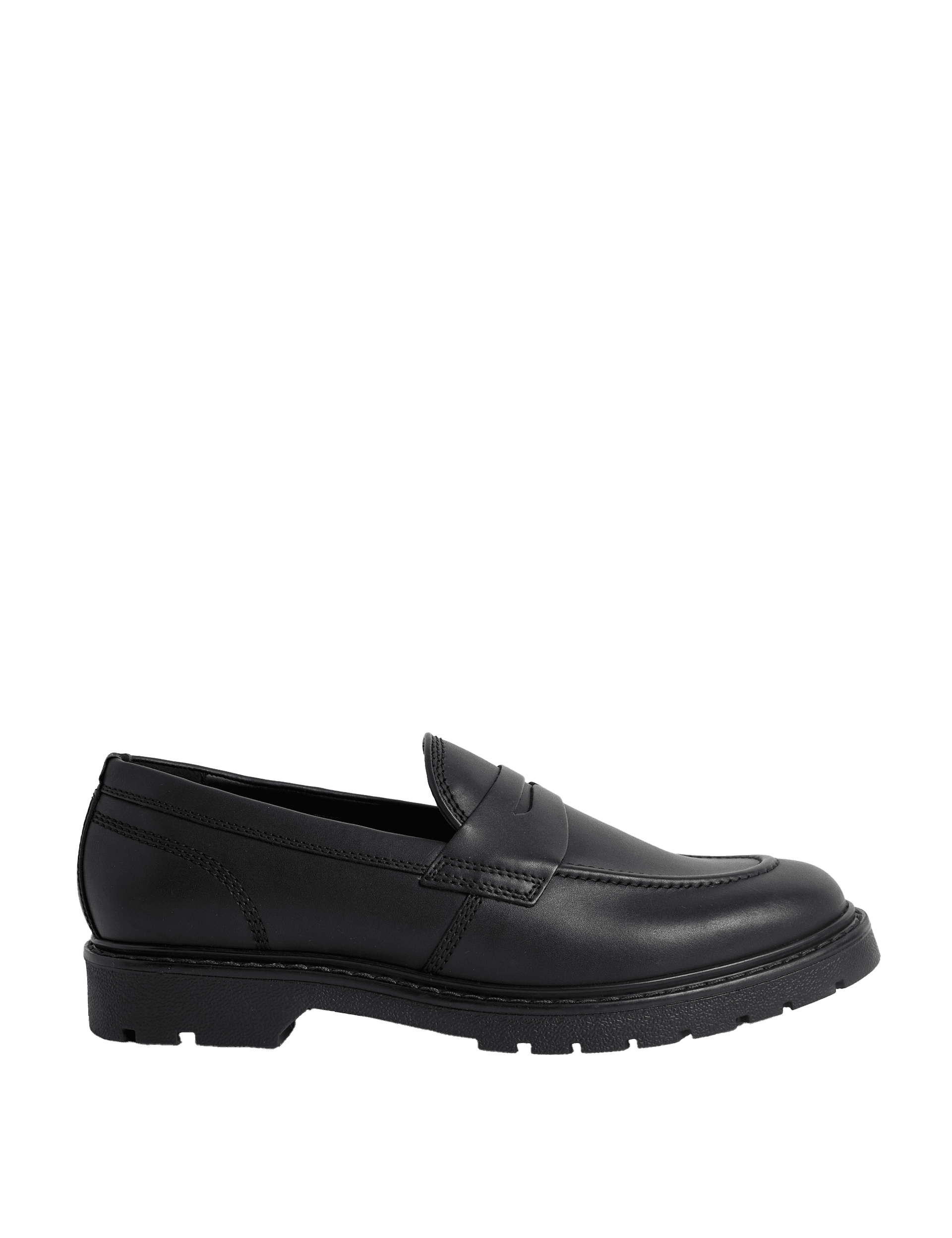 M&S Collection Men's Leather Slip On Loafers - 10 - Black, Black