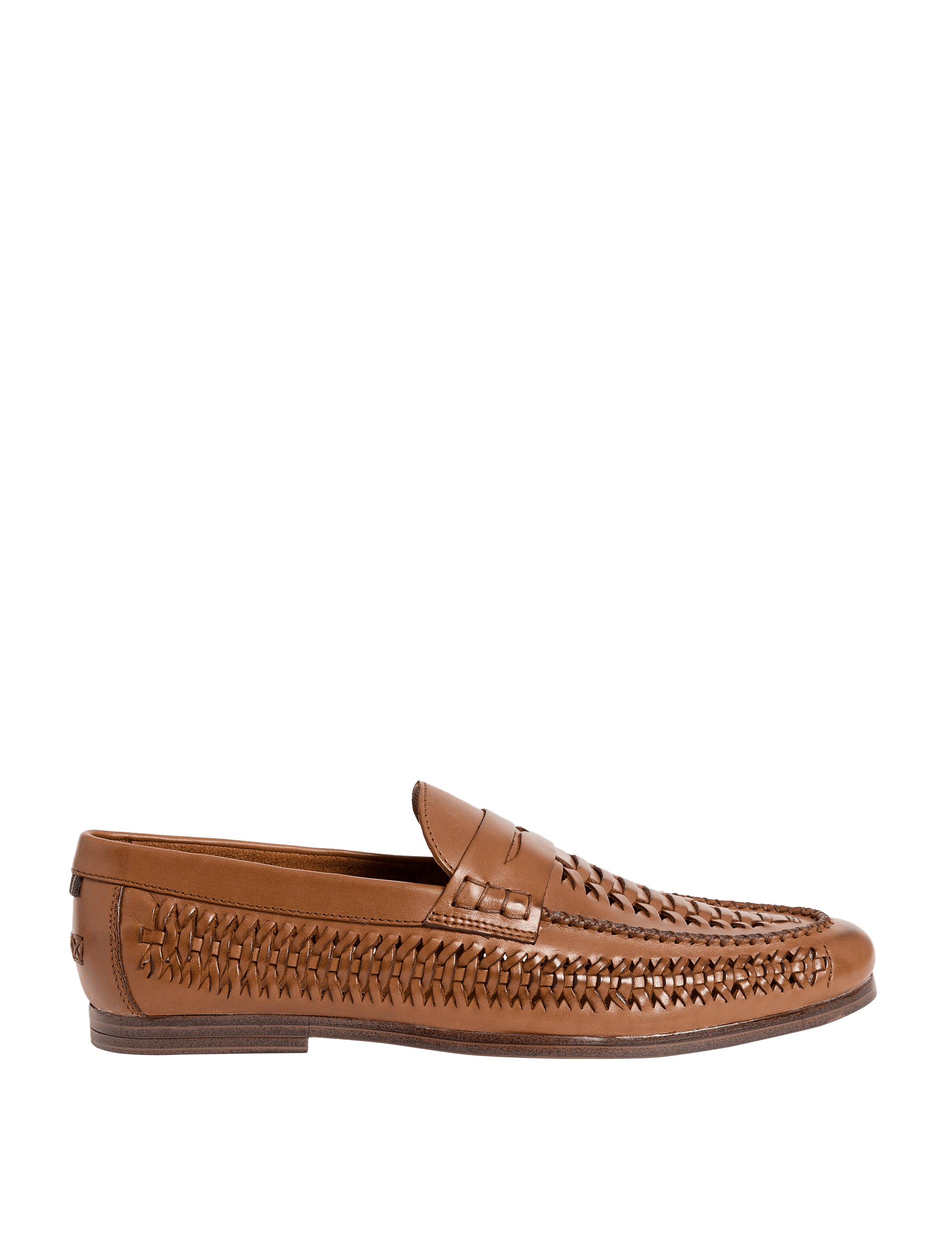 M&S Collection Men's Leather Woven Loafers - 8 - Tan, Tan