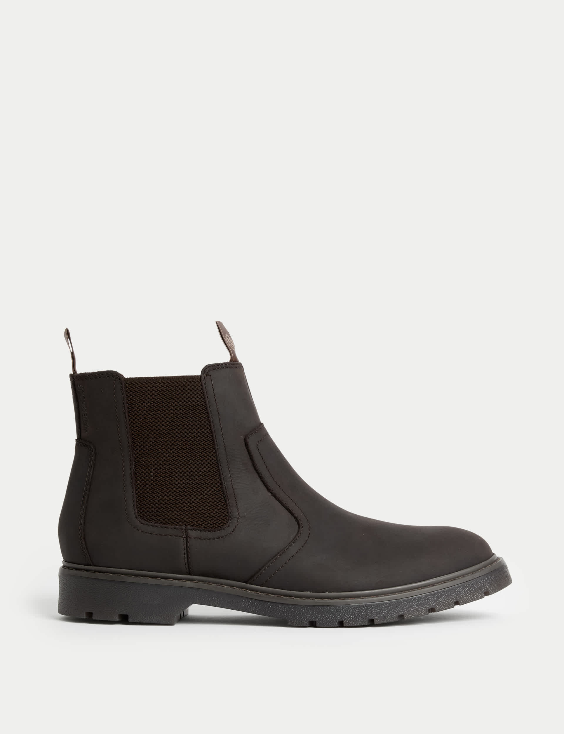 M&S Men's Waterproof Nubuck Chelsea Boots - 9 - Dark Brown, Tan,Dark Brown,Black