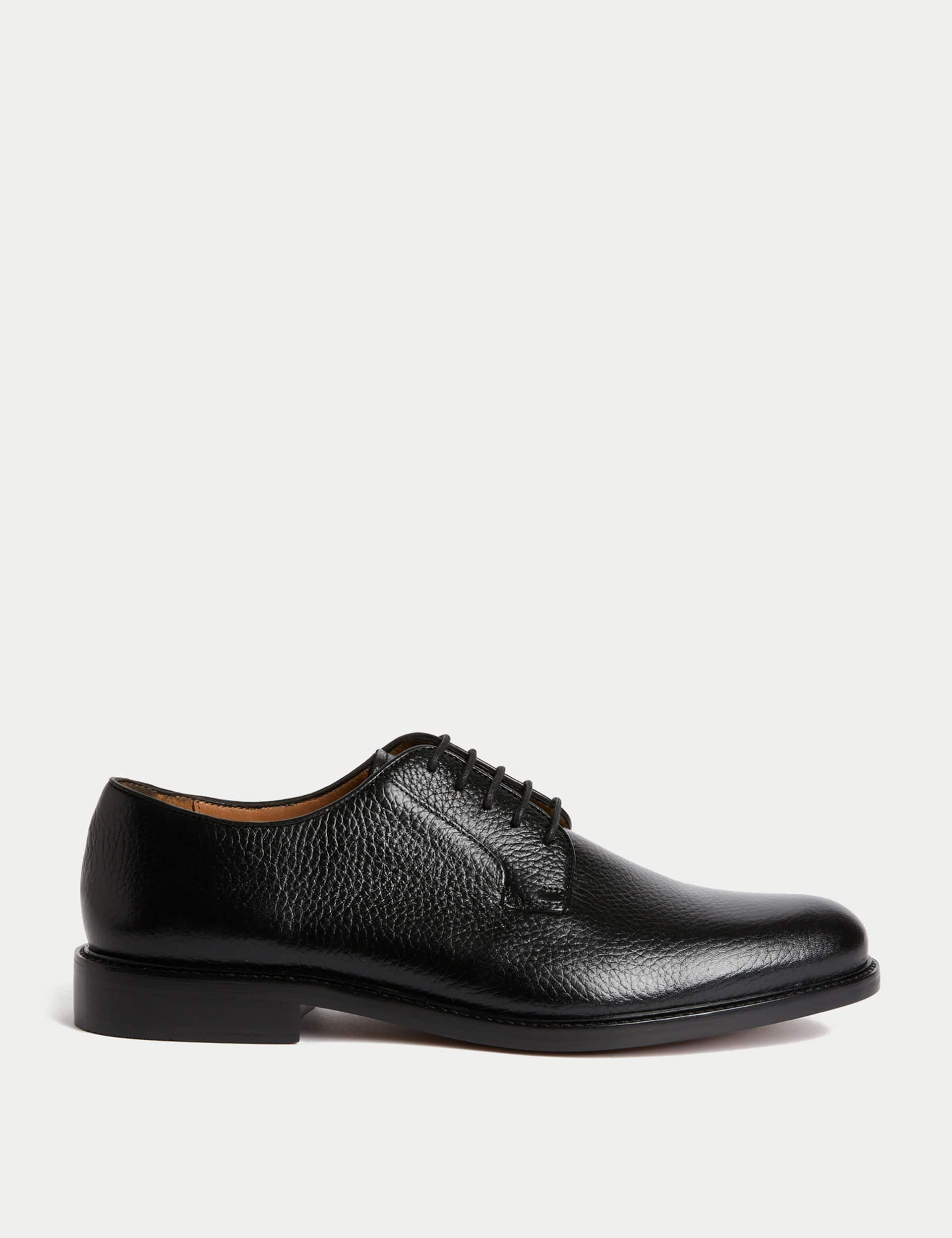 M&S Sartorial Men's Leather Derby Shoes - 8 - Black, Black