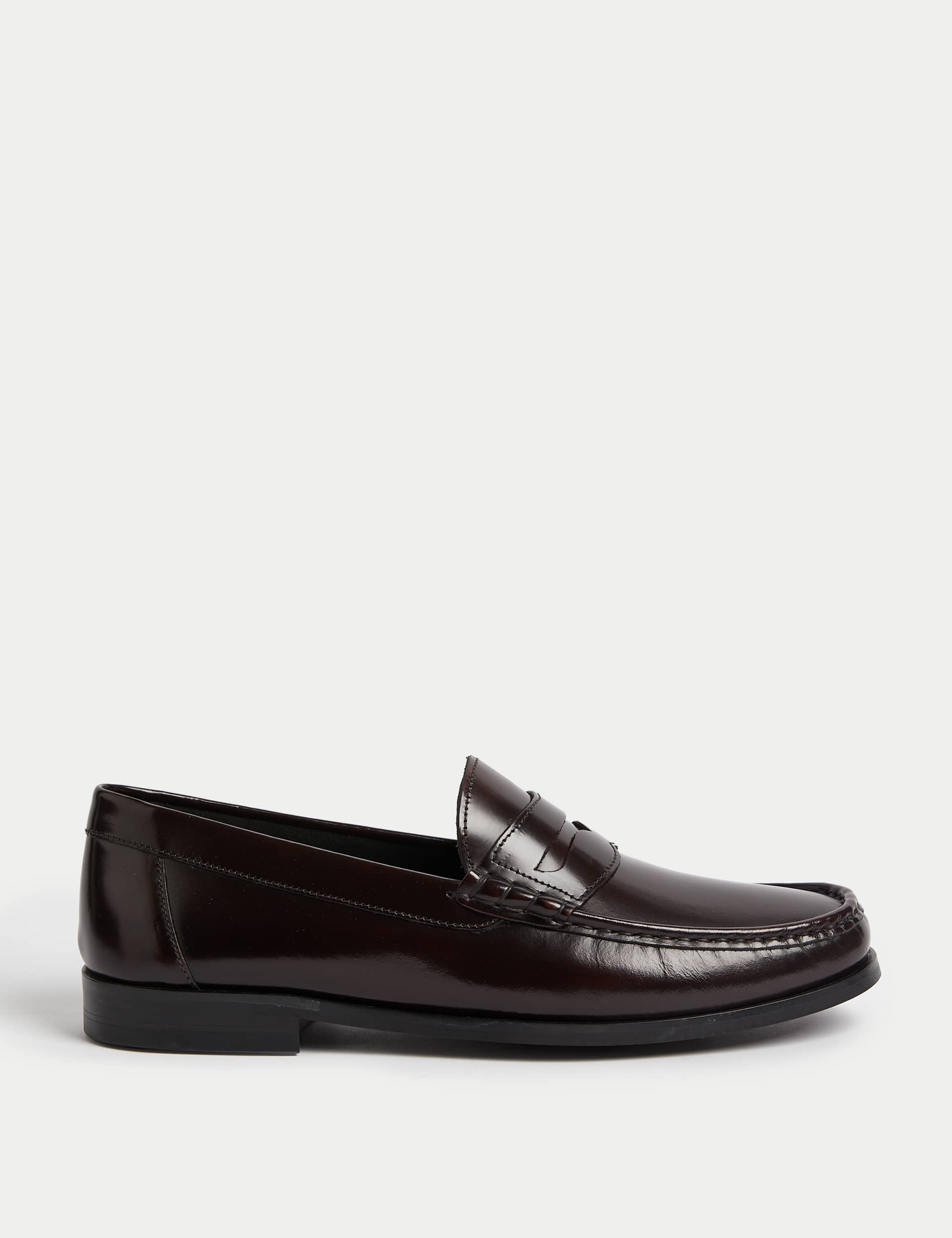 M&S Collection Men's Leather Loafers - 12 - Burgundy, Black,Burgundy