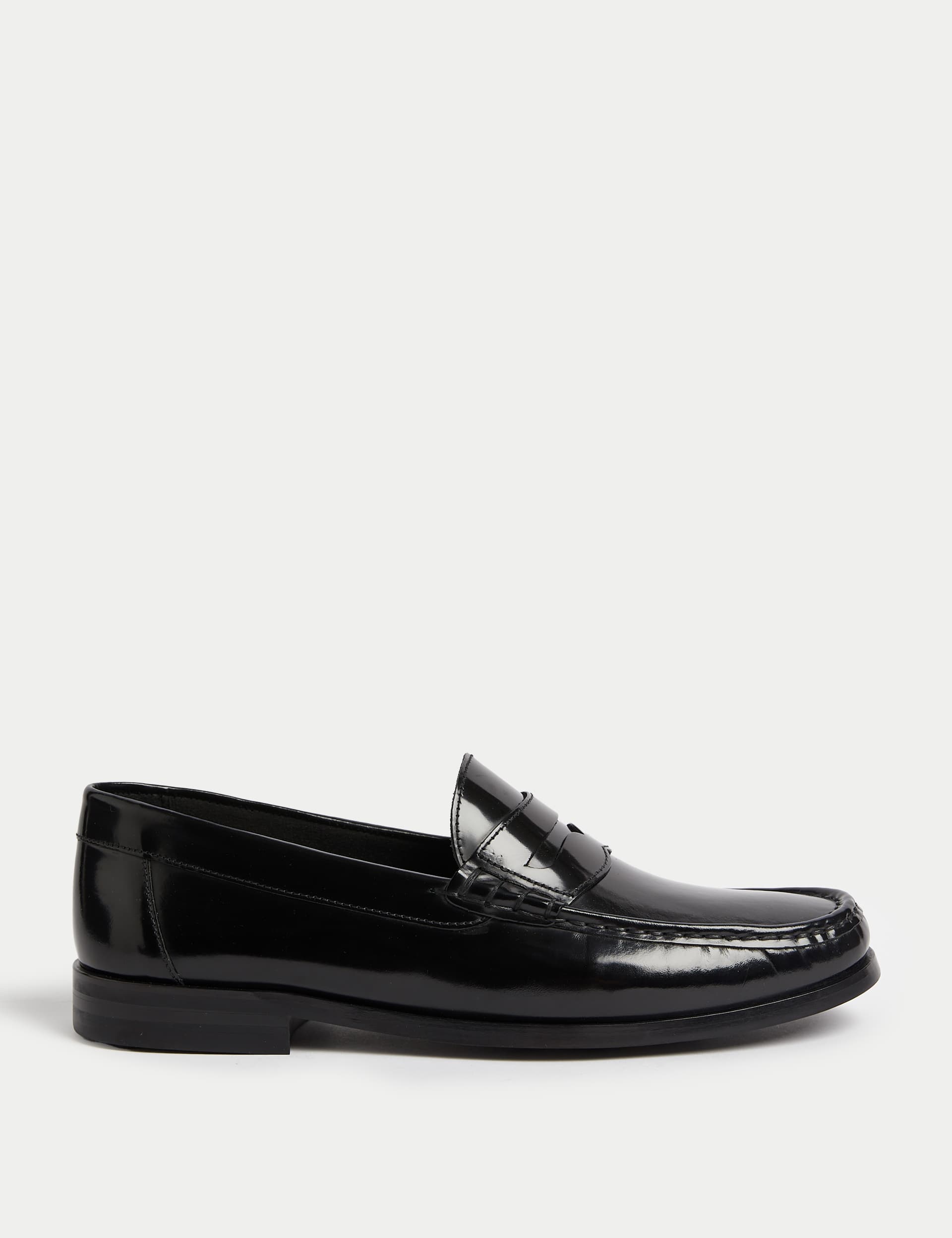 M&S Men's Leather Loafers - 8 - Black, Black