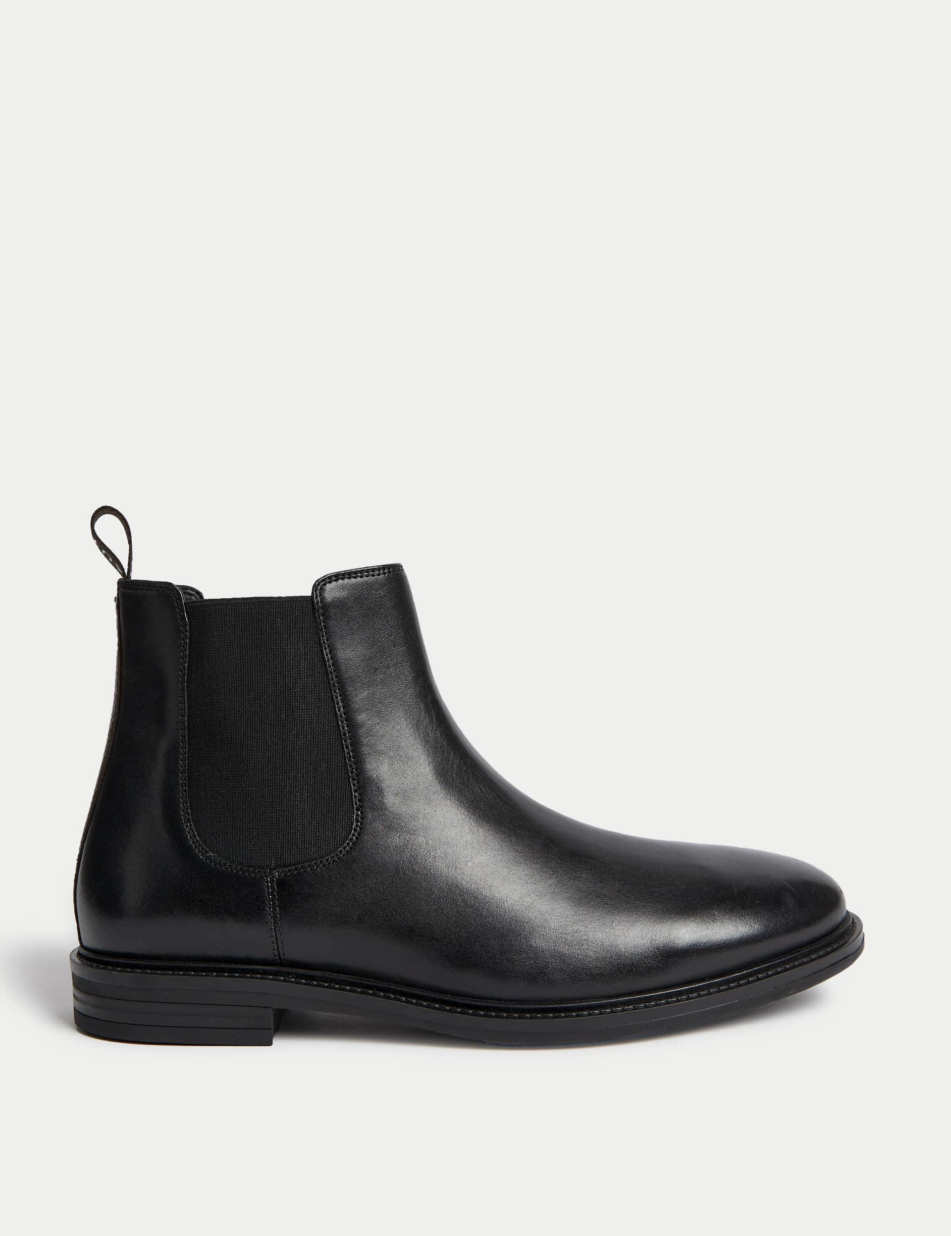 Autograph Men's Wide Fit Leather Chelsea Boots - 12 - Black, Black