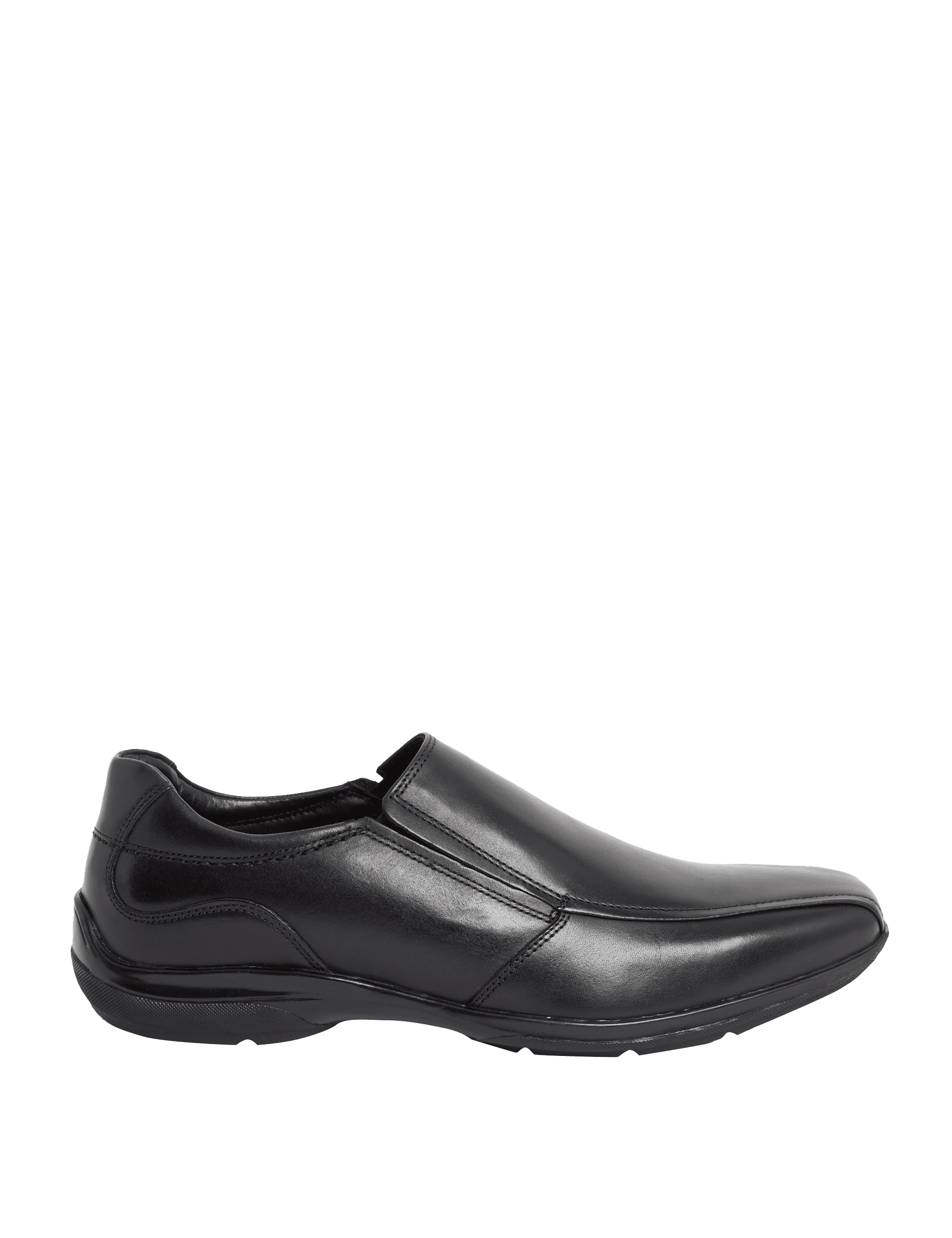 M&S Collection Men's Airflex Leather Slip-on Shoes - 10 - Black, Black