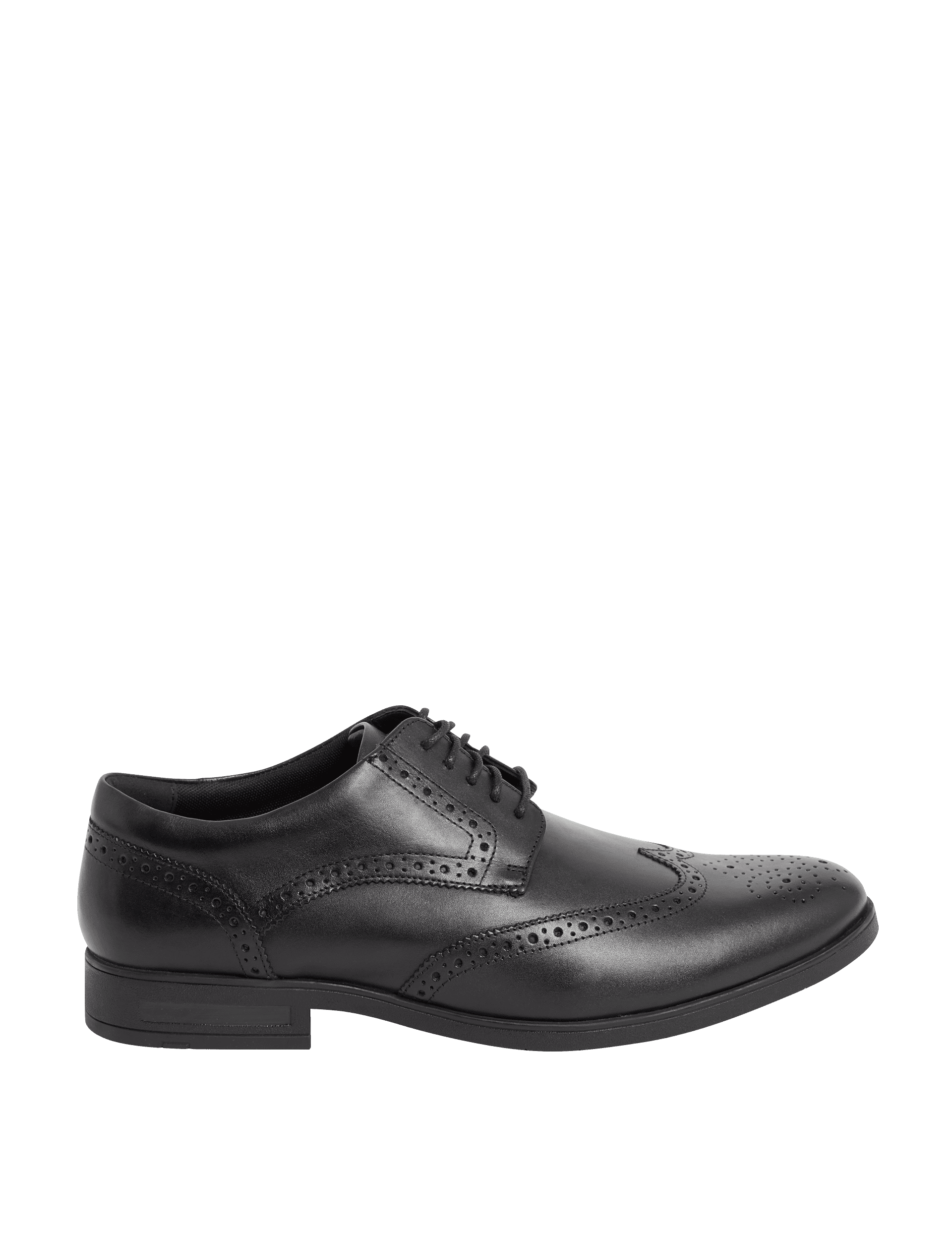 M&S Collection Men's Wide Fit Airflex Leather Brogues - 10 - Black, Black