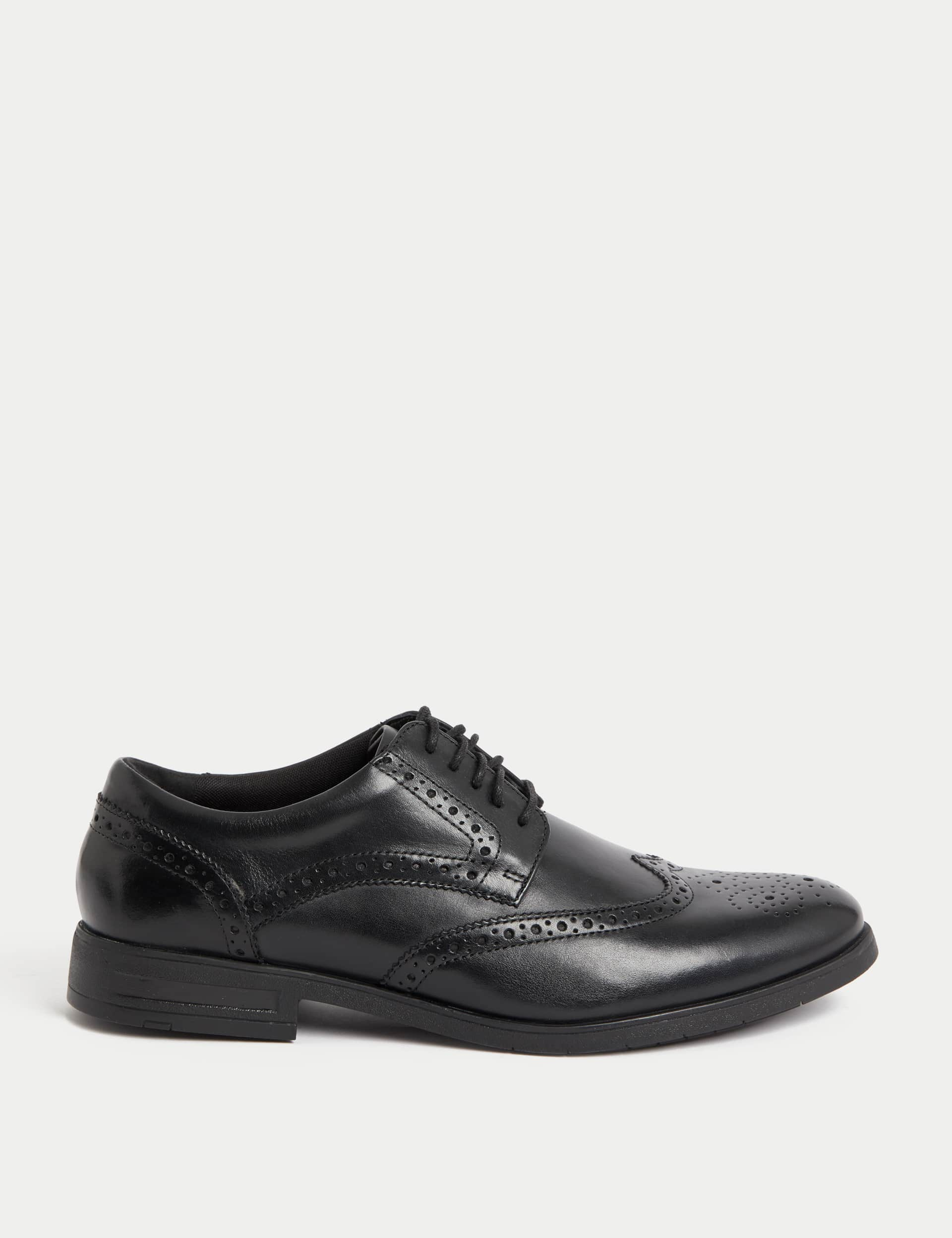 M&S Men's Airflex Leather Brogues - 9 - Black, Black