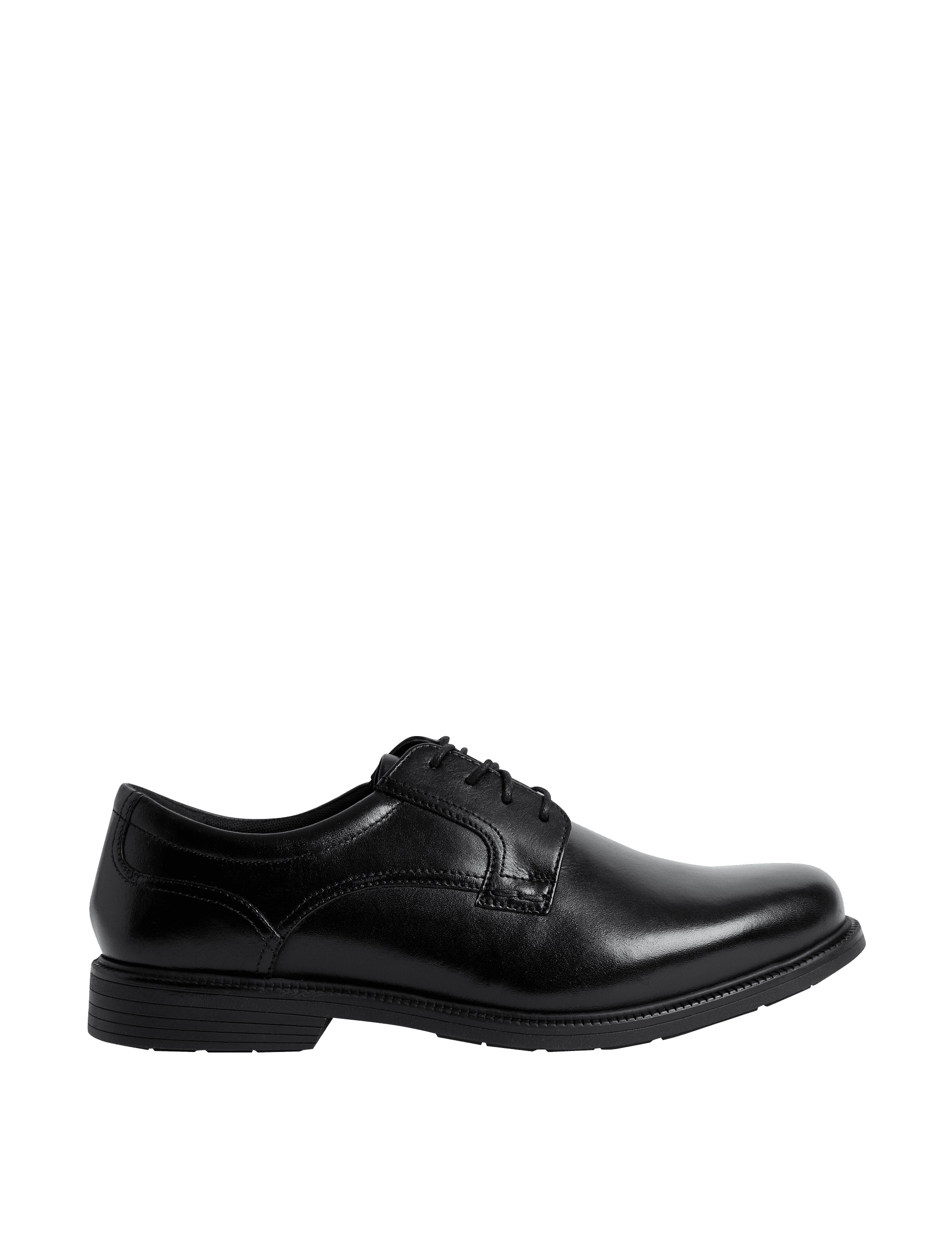 M&S Collection Men's Wide Fit Airflex Leather Derby Shoes - 9 - Black, Black