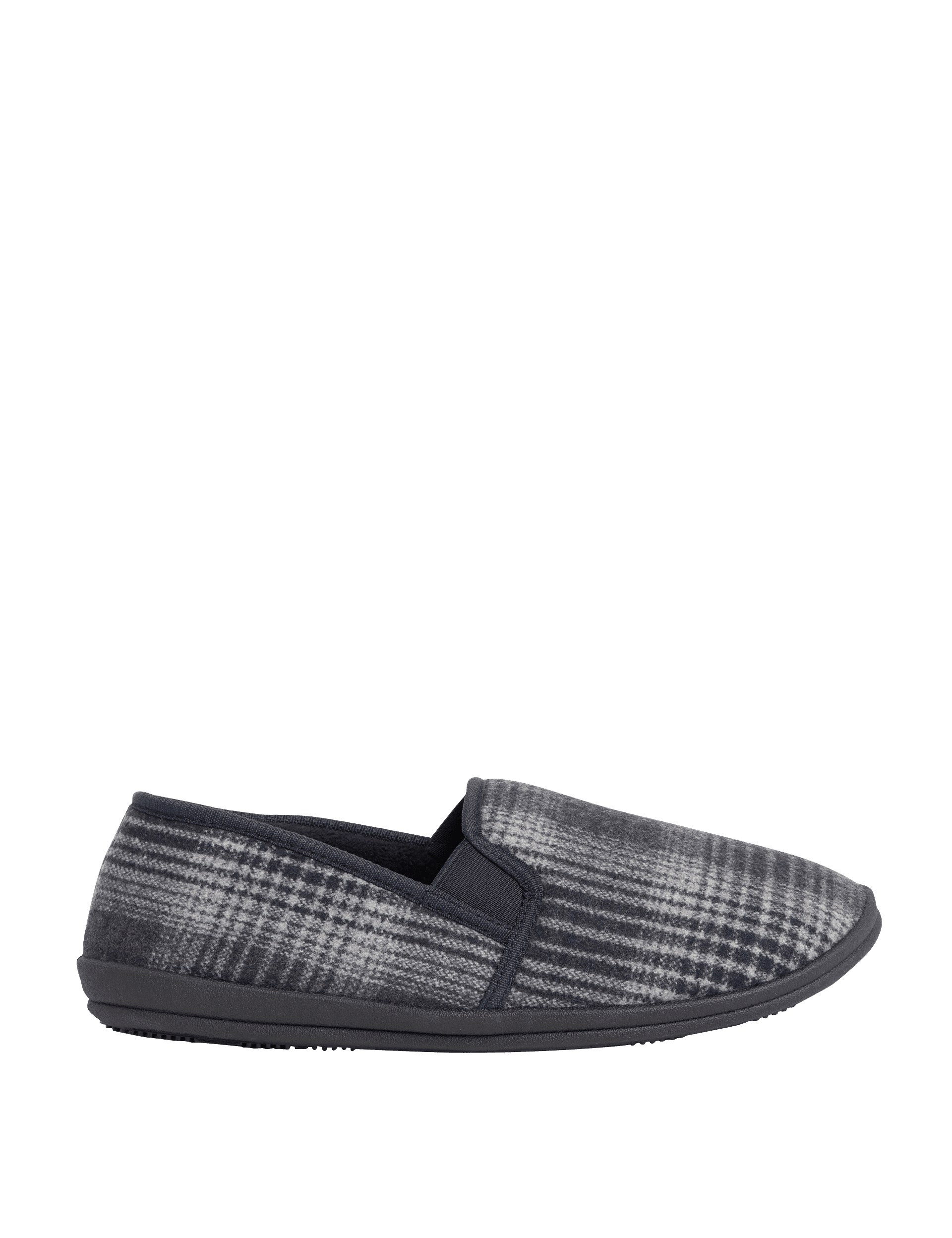 M&S Collection Men's Fleece Lined Slippers with Freshfeet - 8 - Black Mix, Black Mix