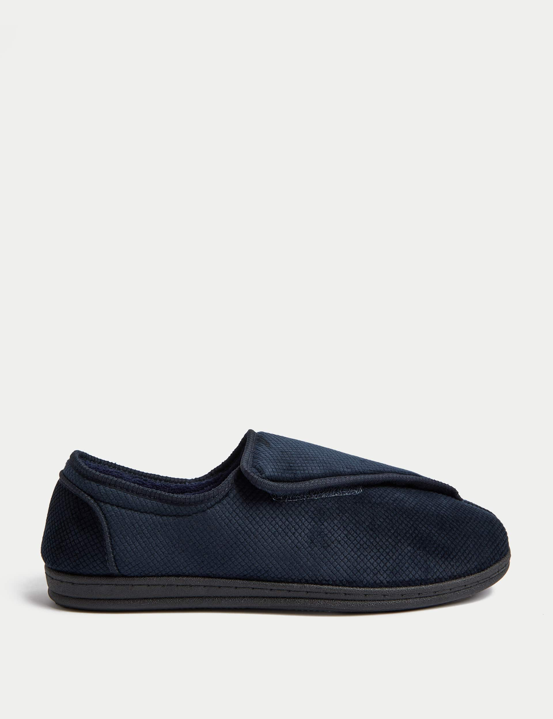 M&S Men's Riptape Slippers with Freshfeet - 10 - Navy, Navy