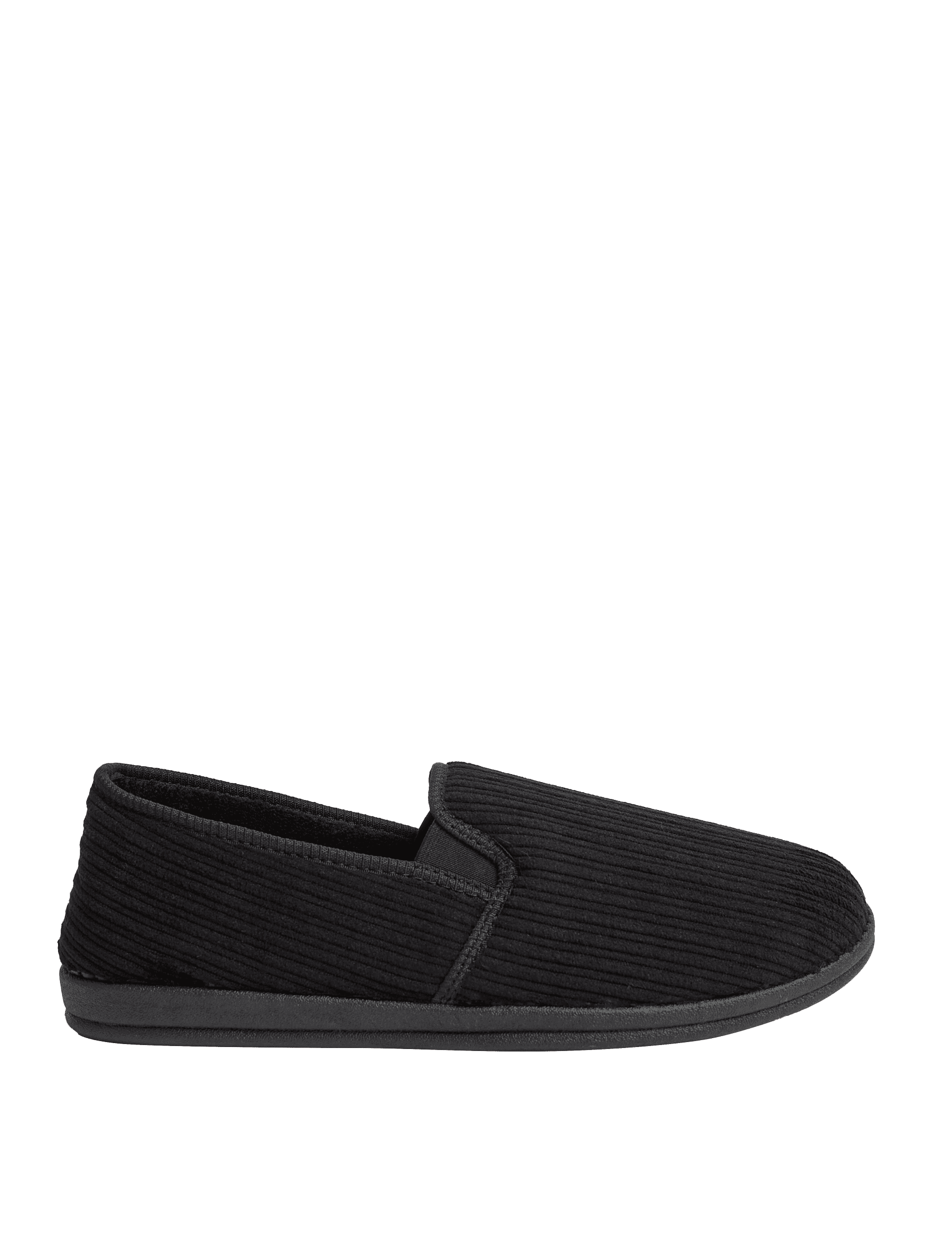 M&S Collection Men's Corduroy Slippers with Freshfeet - 9 - Black, Black