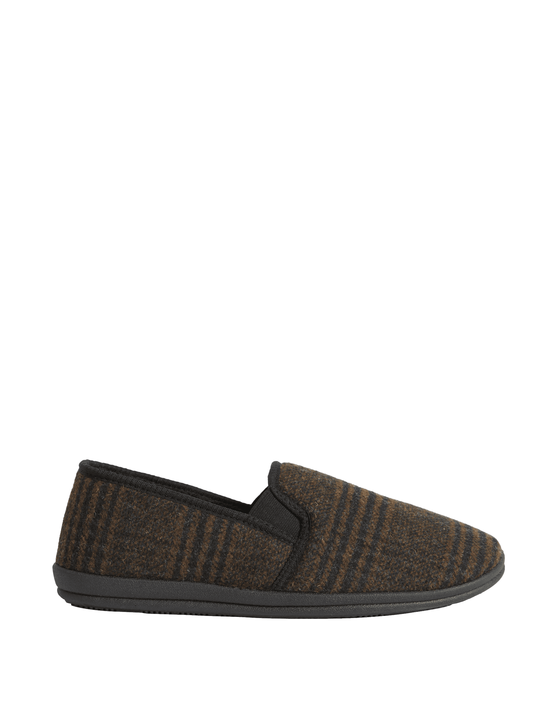 M&S Collection Men's Checked Slippers with Freshfeet - 9 - Brown, Brown