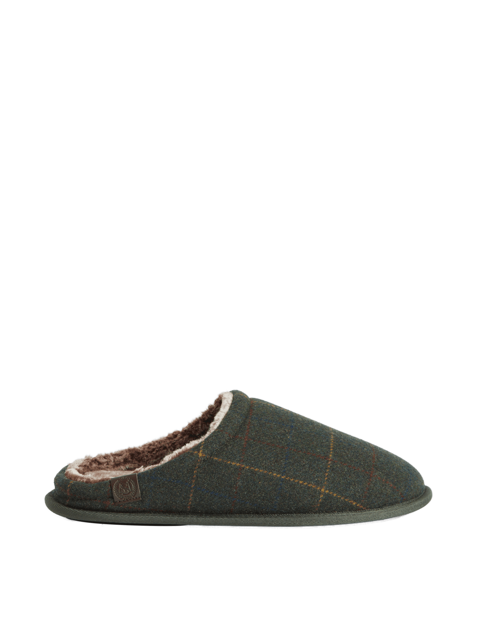 M&S Collection Men's Heritage Tweed Mule Slippers with Freshfeet - 7 - Green, Brown,Green