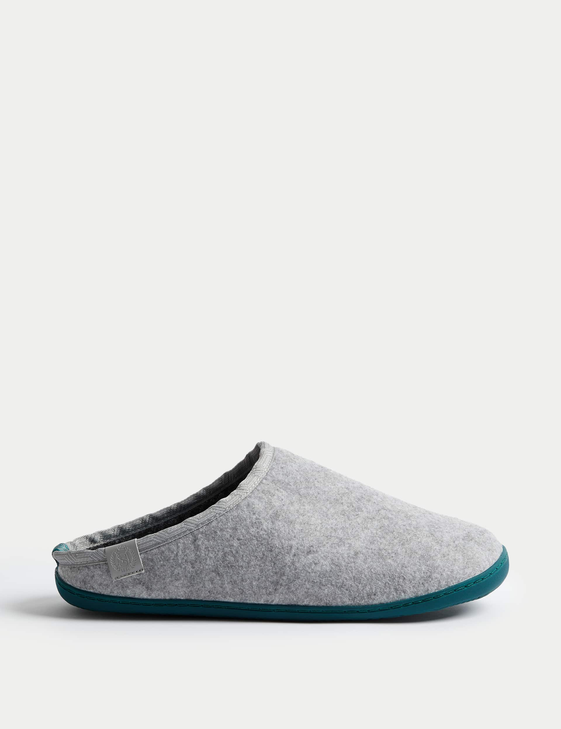 M&S Men's Cool Lined Mule Slippers - 9 - Light Grey, Navy,Charcoal,Light Grey