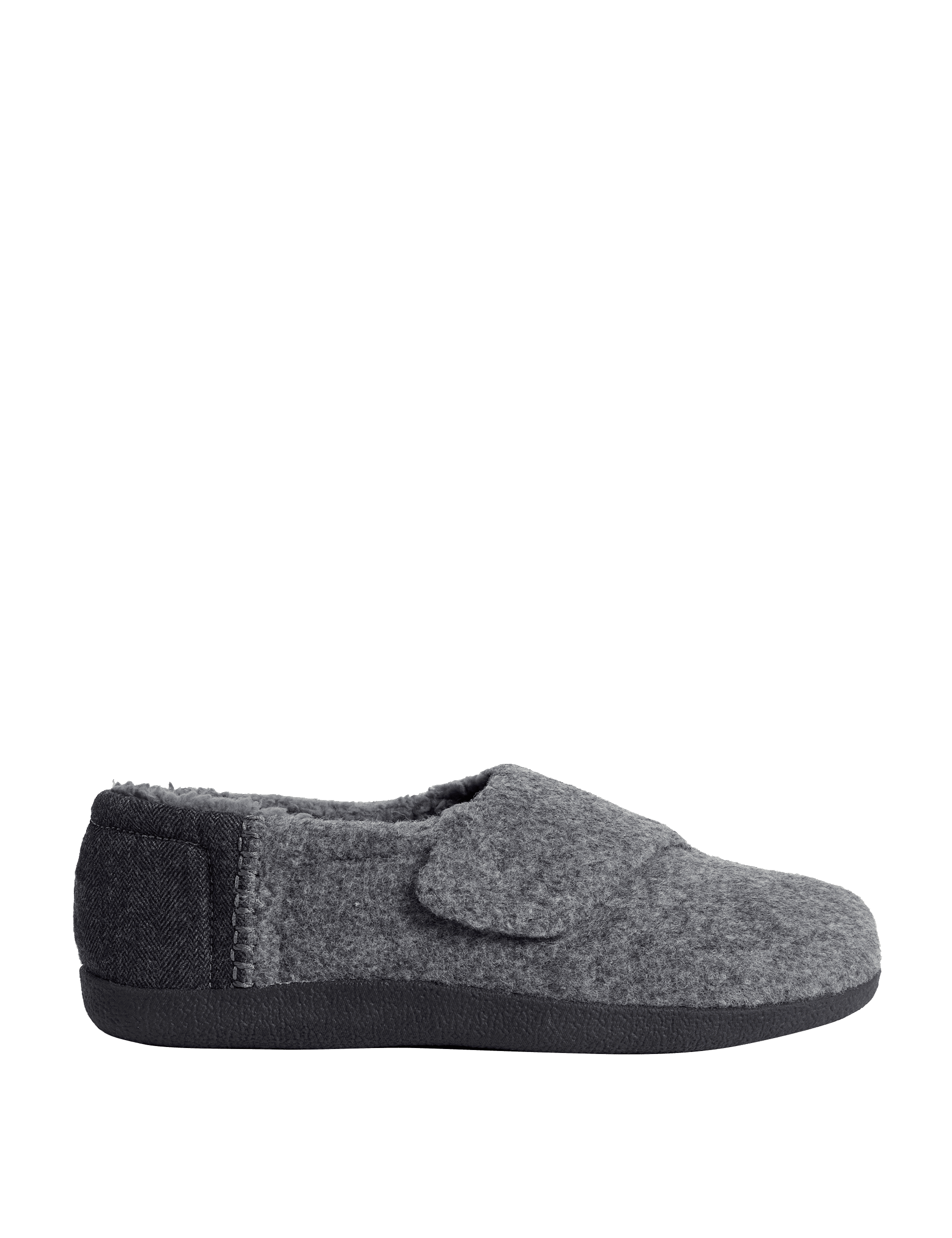 M&S Collection Men's Riptape Slippers - 9 - Grey Mix, Grey Mix