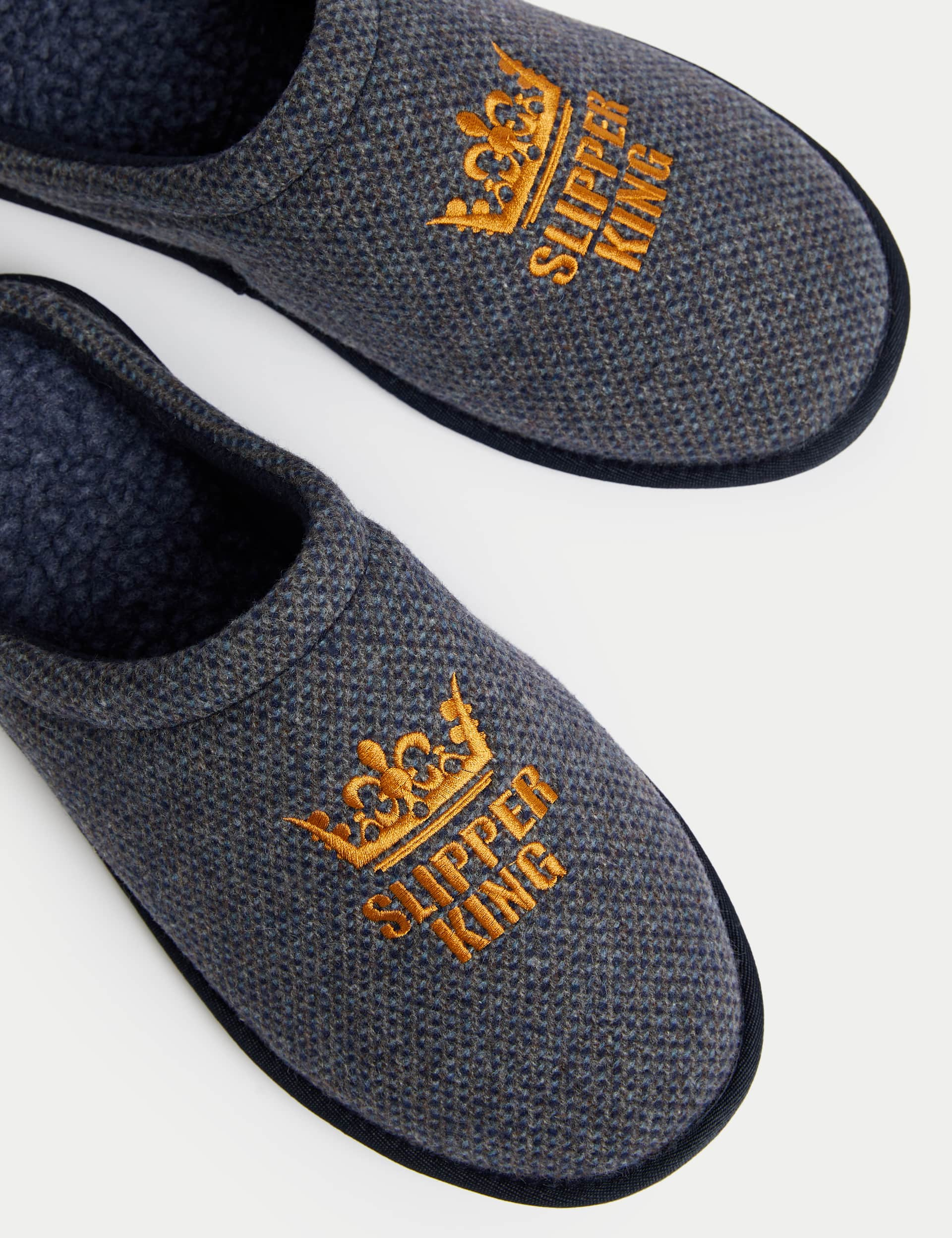 M&S Men's Mule Slippers with Freshfeet - 9 - Navy Mix, Navy Mix