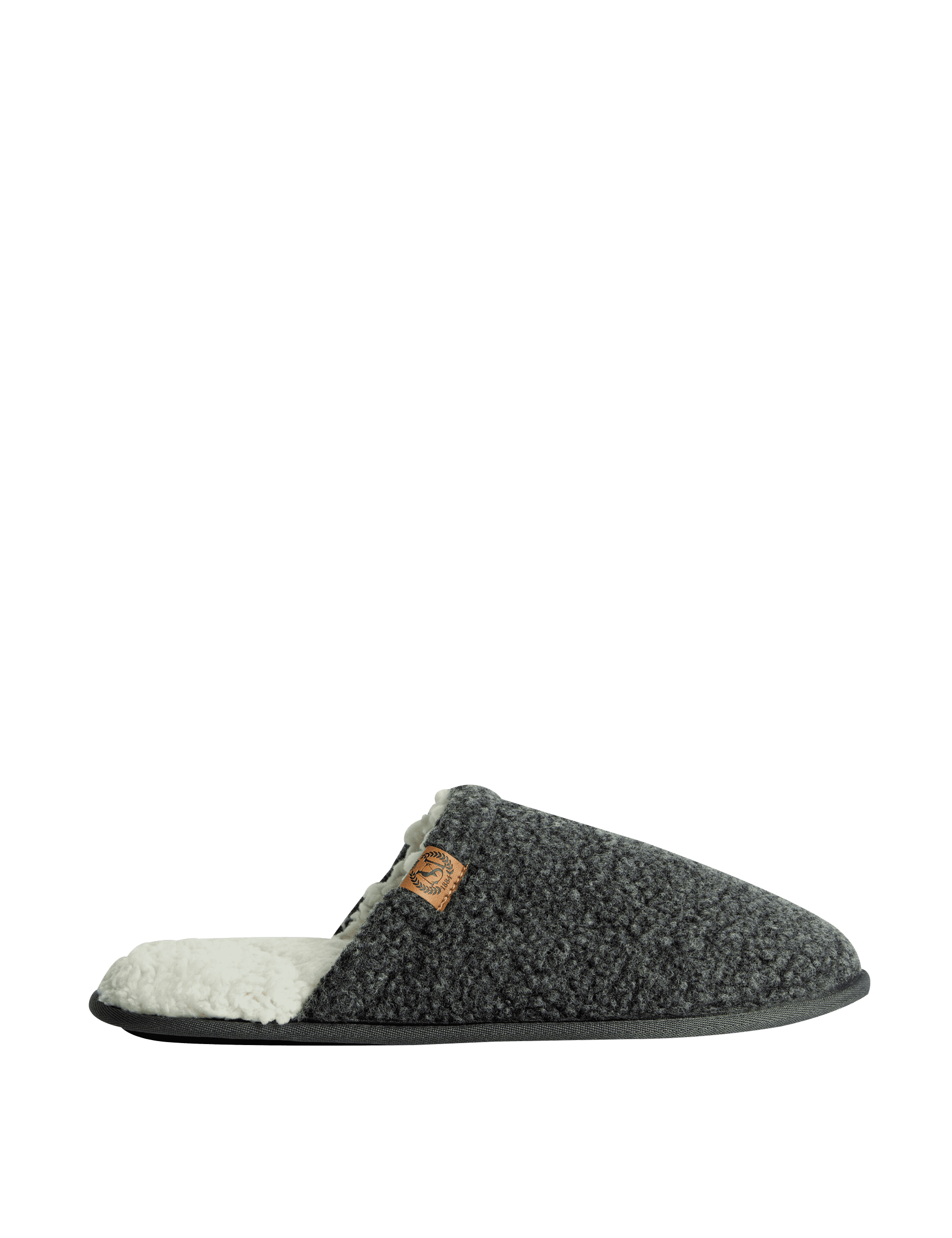 M&S Collection Men's Fleece Lined Mule Slippers - 7 - Grey, Grey