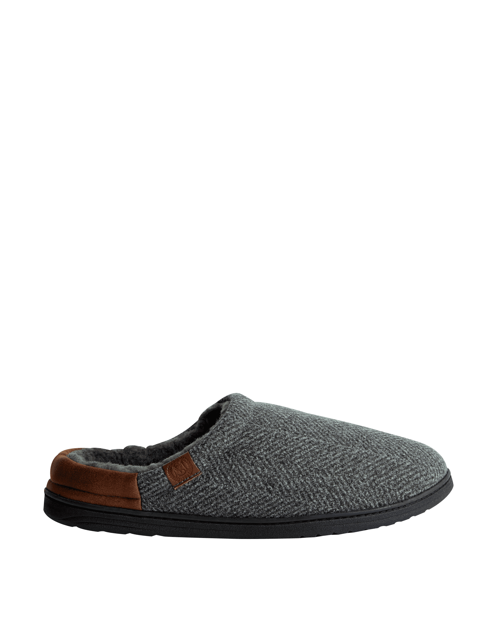 M&S Collection Men's Herringbone Mule Slippers - Grey Mix, Grey Mix