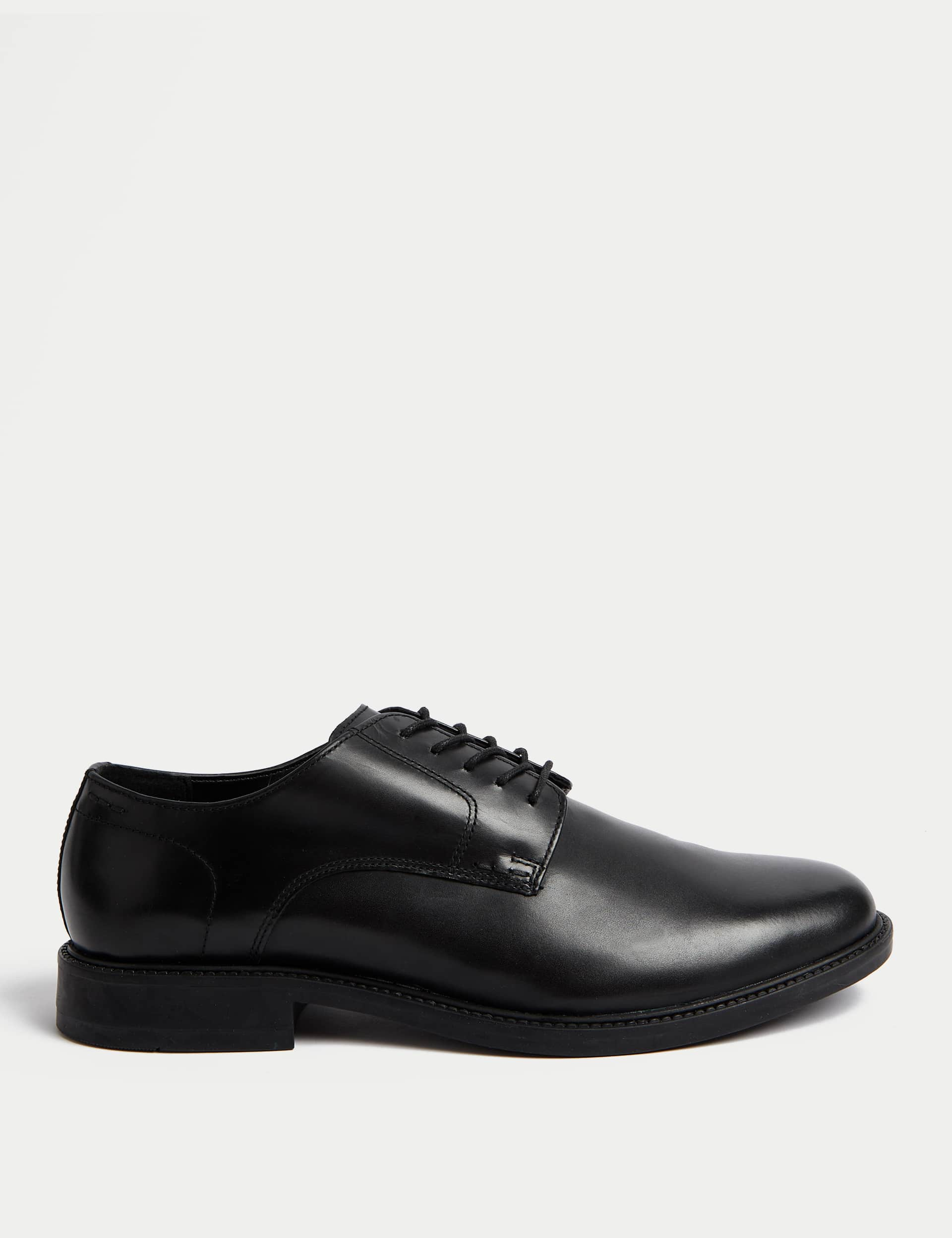 M&S Men's Leather Derby Shoes - 9 - Black, Black