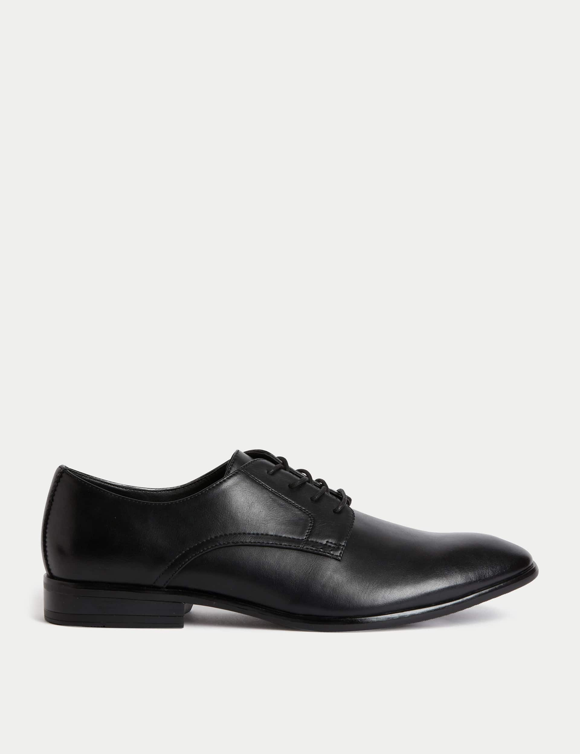 M&S Men's Lace Up Derby Shoes - 9 - Black, Black