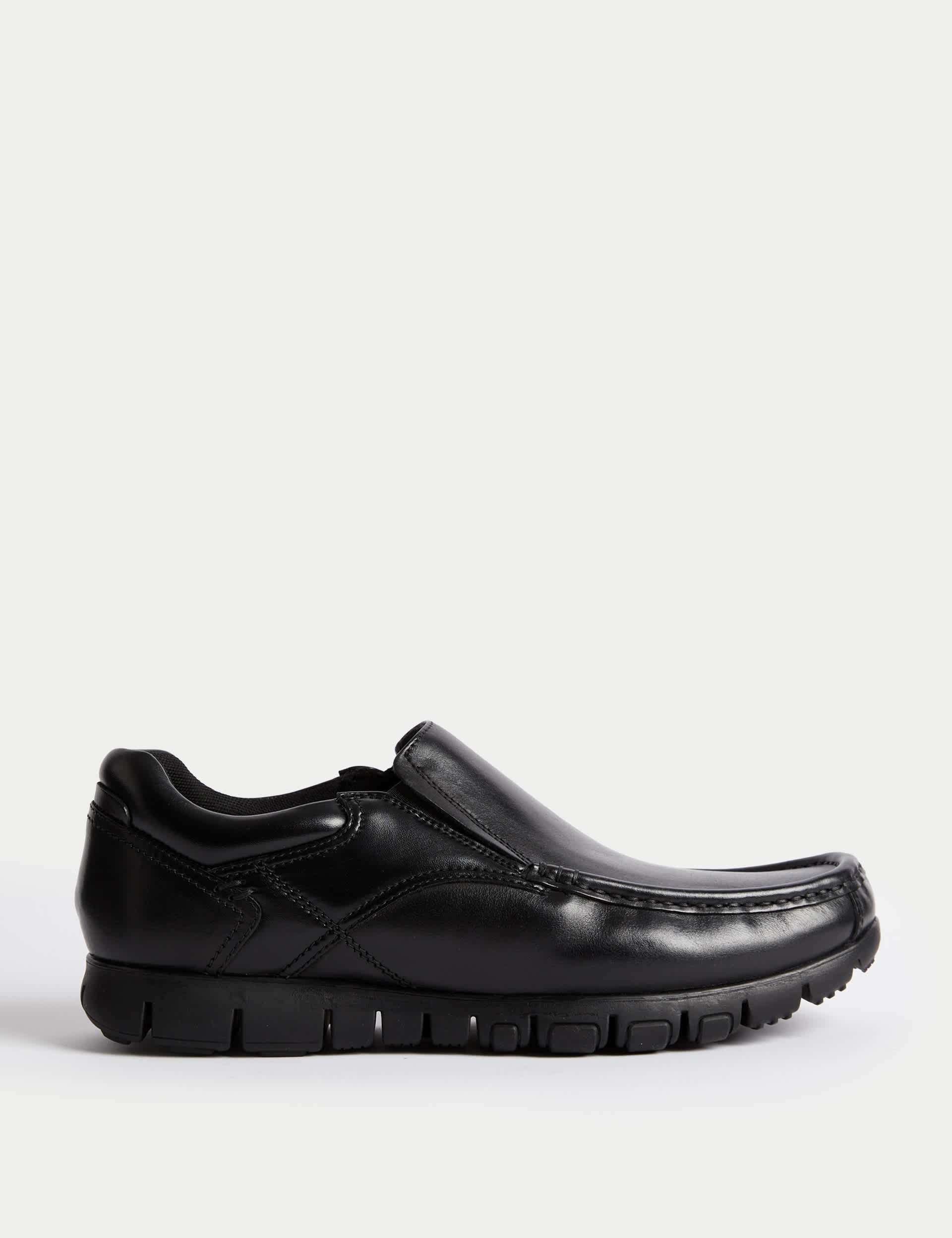 M&S Men's Leather Slip On - 10 - Black, Black