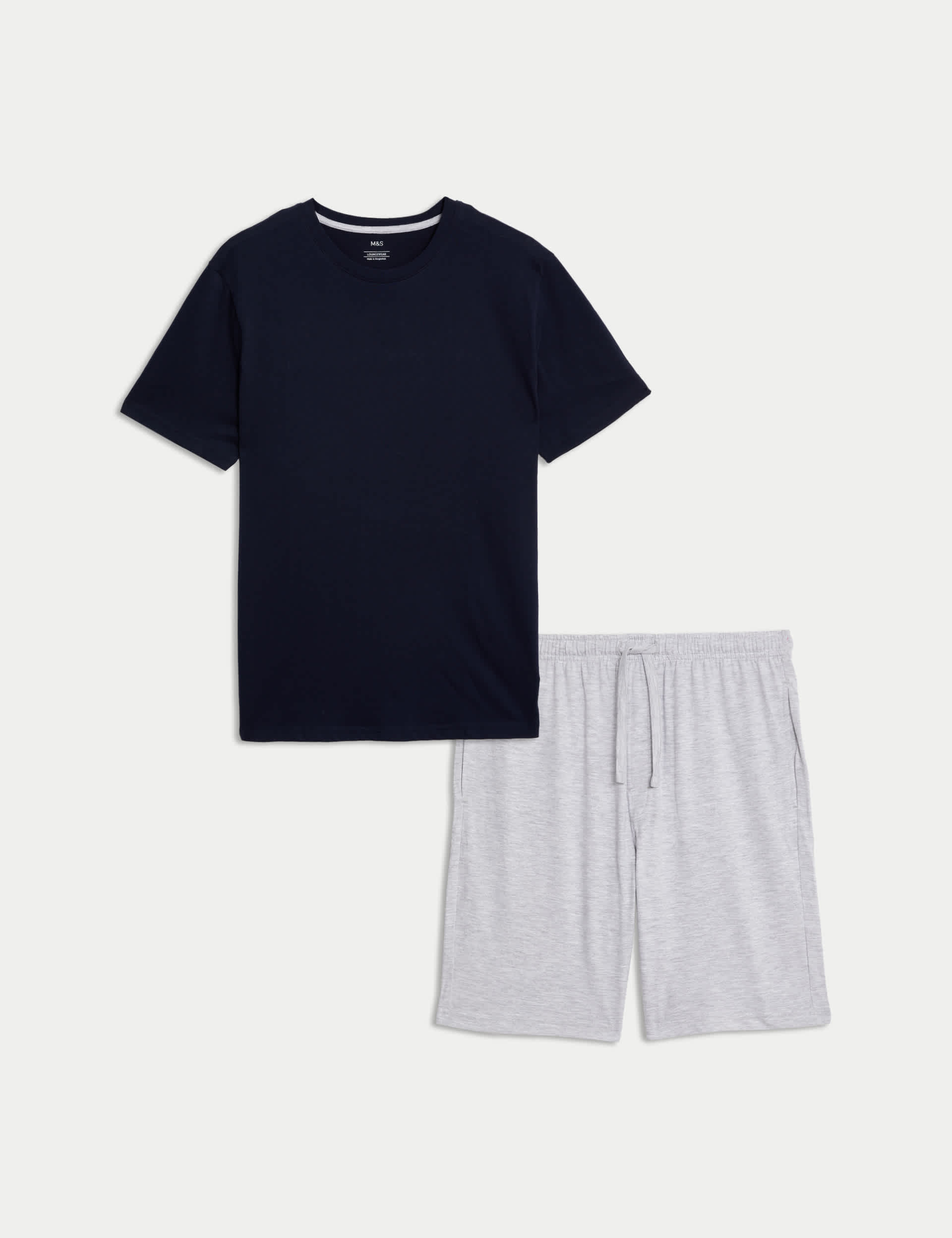 M&S Collection Men's Cotton Rich Pyjama Set - Navy Mix, Navy Mix