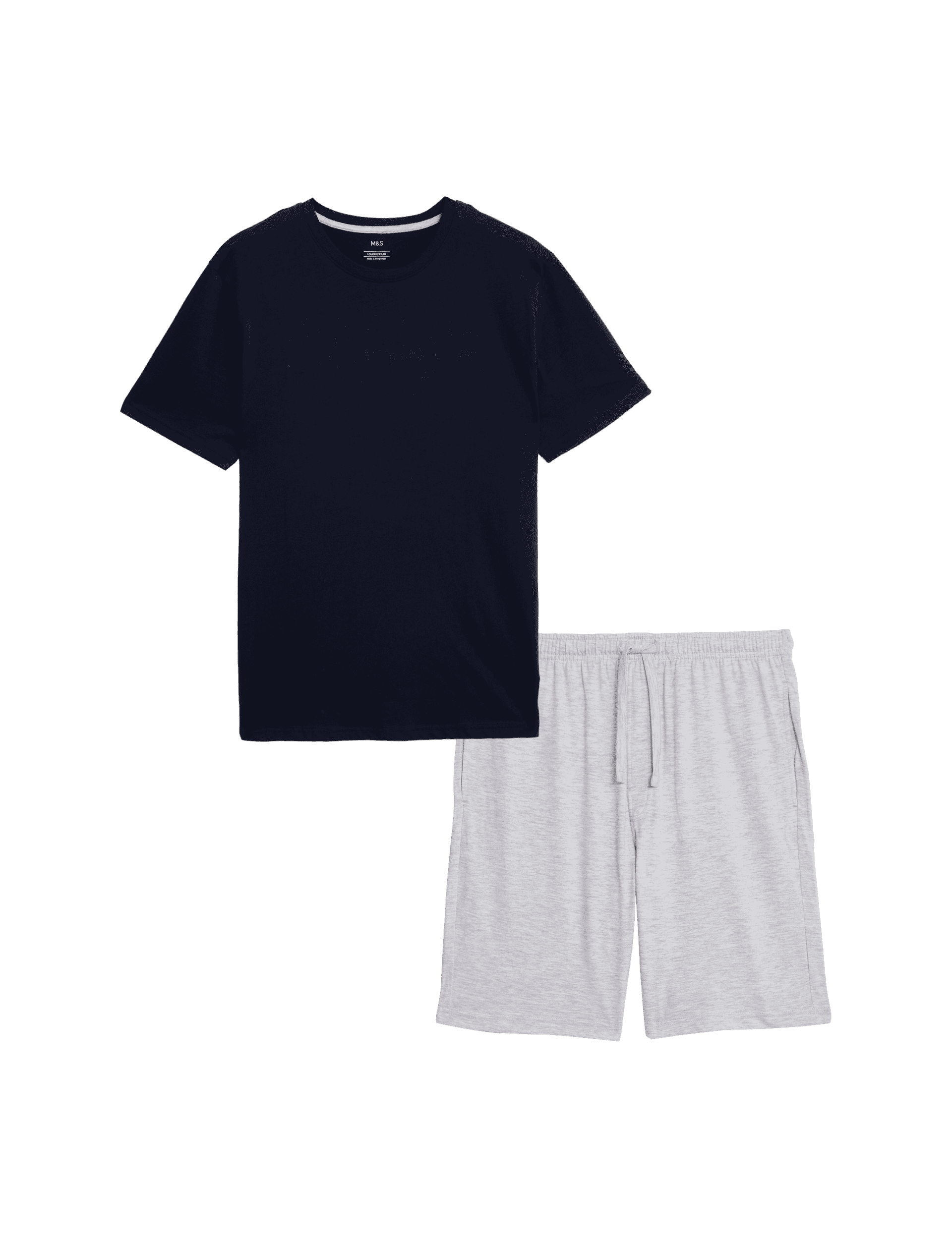 M&S Collection Men's Cotton Rich Pyjama Set - Navy Mix, Navy Mix