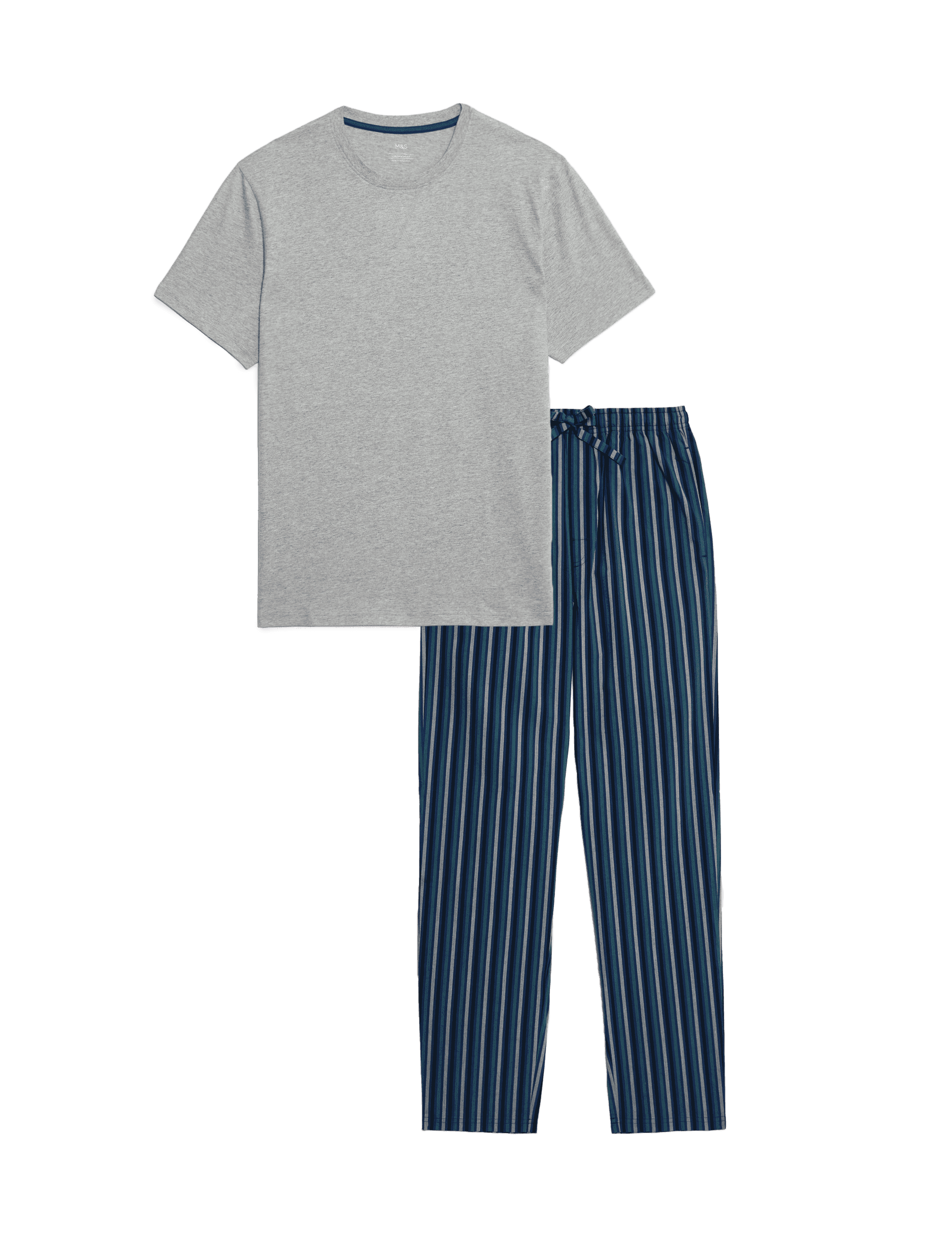 M&S Collection Men's Pure Cotton Pyjama Set - Grey Mix, Grey Mix