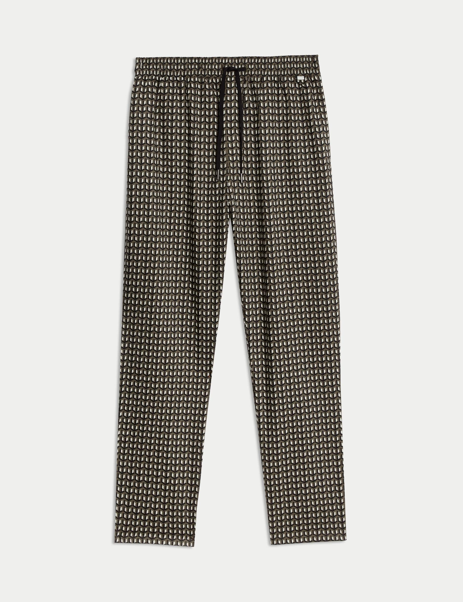 Autograph Men's Cotton Lyocell Geometric Print Pyjama Bottoms - Mole, Mole