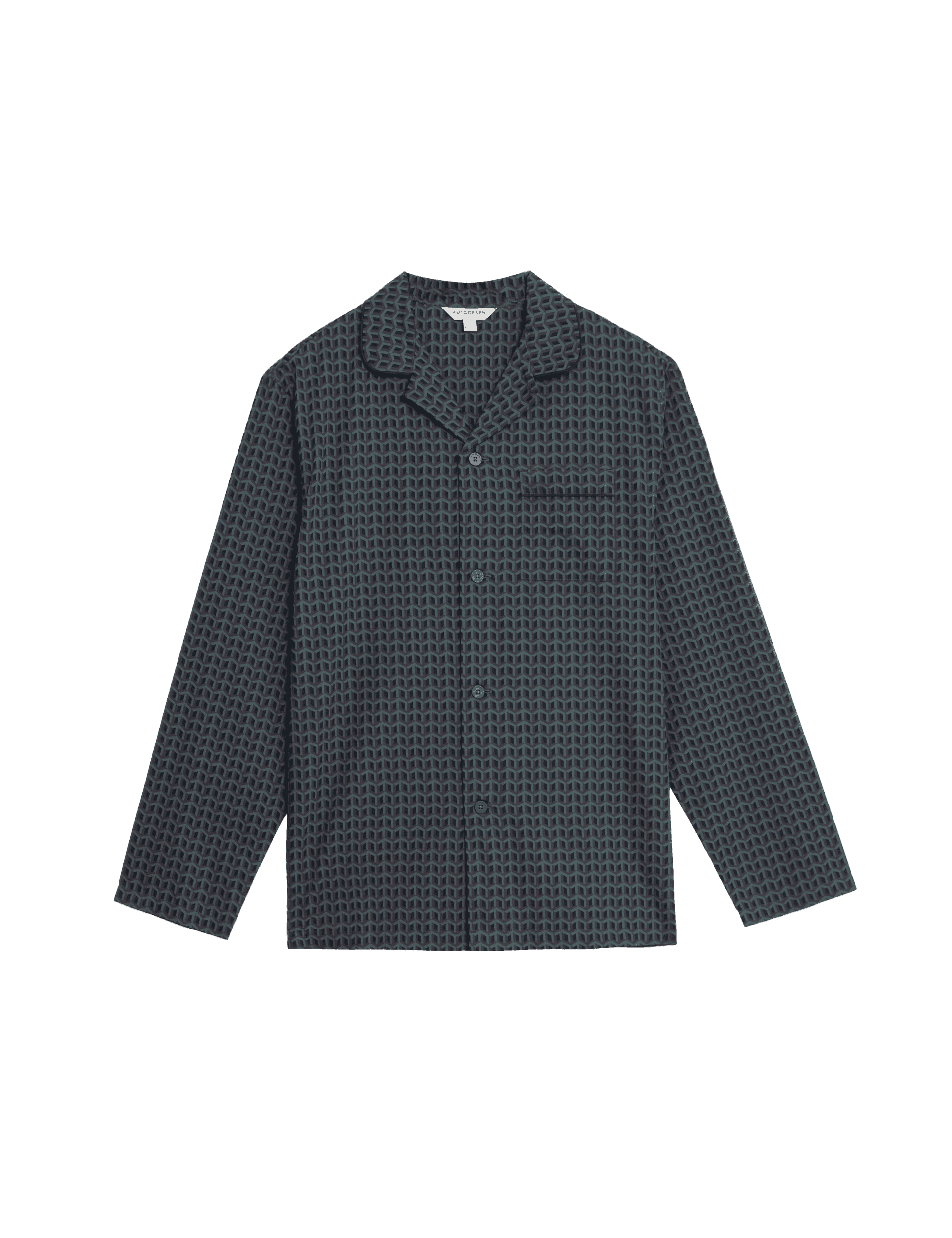 Autograph Men's Supima Cotton Rich Geometric Pyjama Top - Navy Mix, Navy Mix