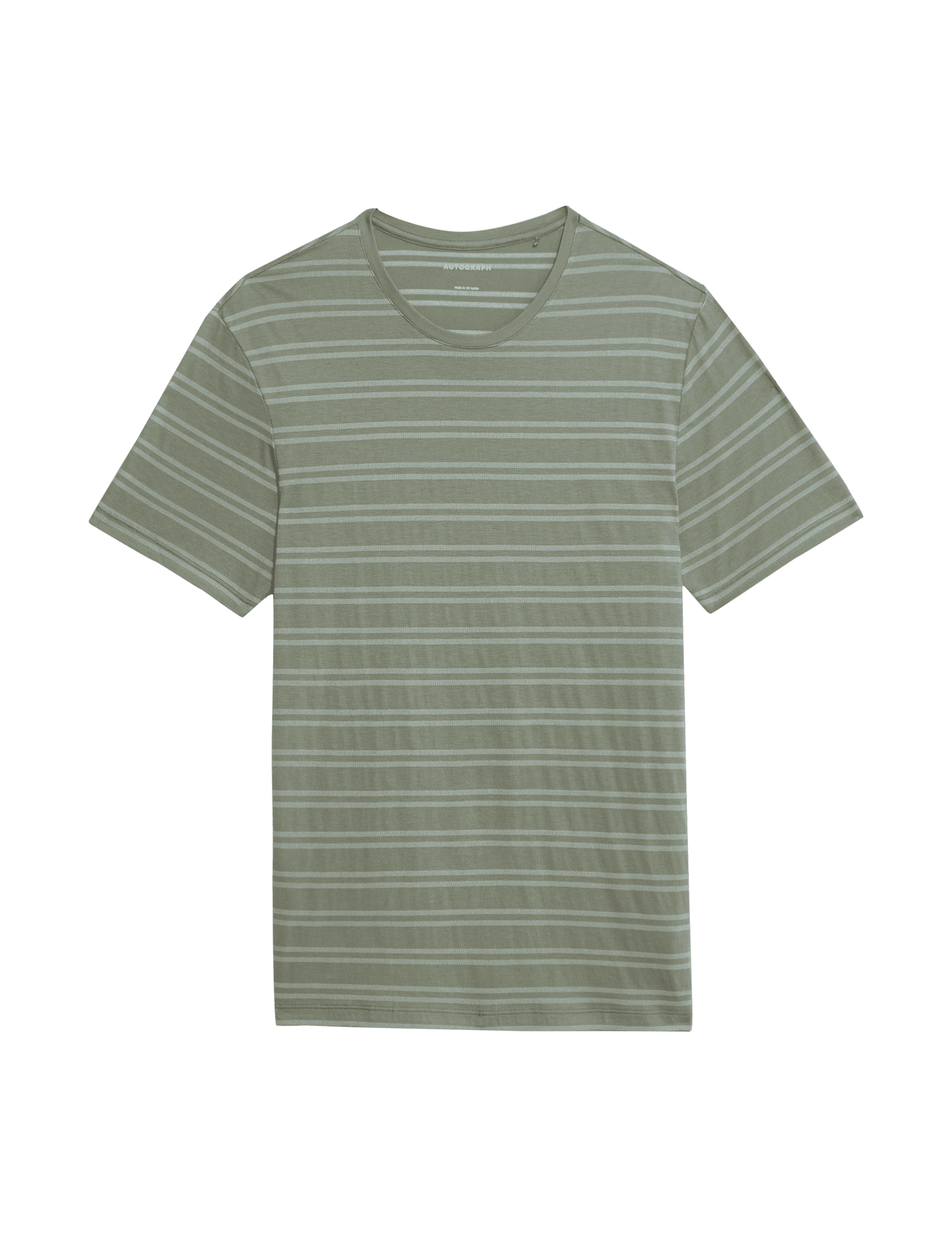 Autograph Men's Supima Cotton Modal Striped T-shirt Vest - Smokey Green, Smokey Green,Black Mix