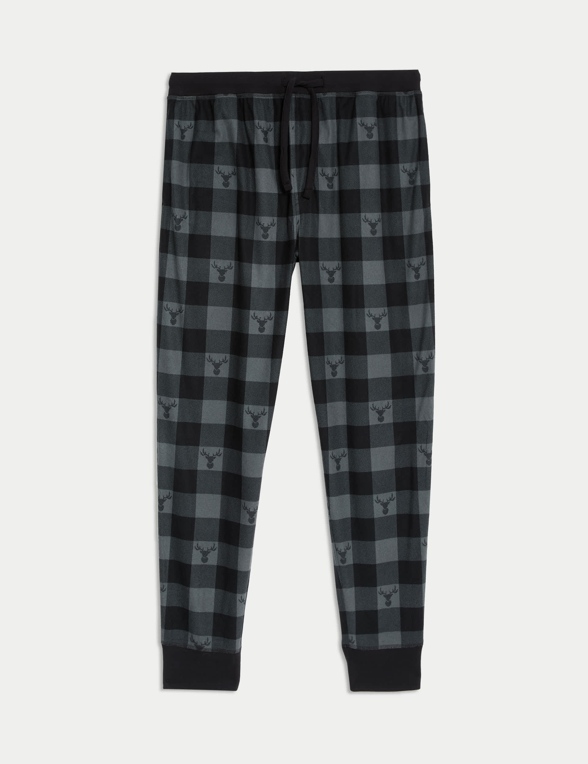 M&S Men's Cosy Knitted Checked Jogger Bottoms