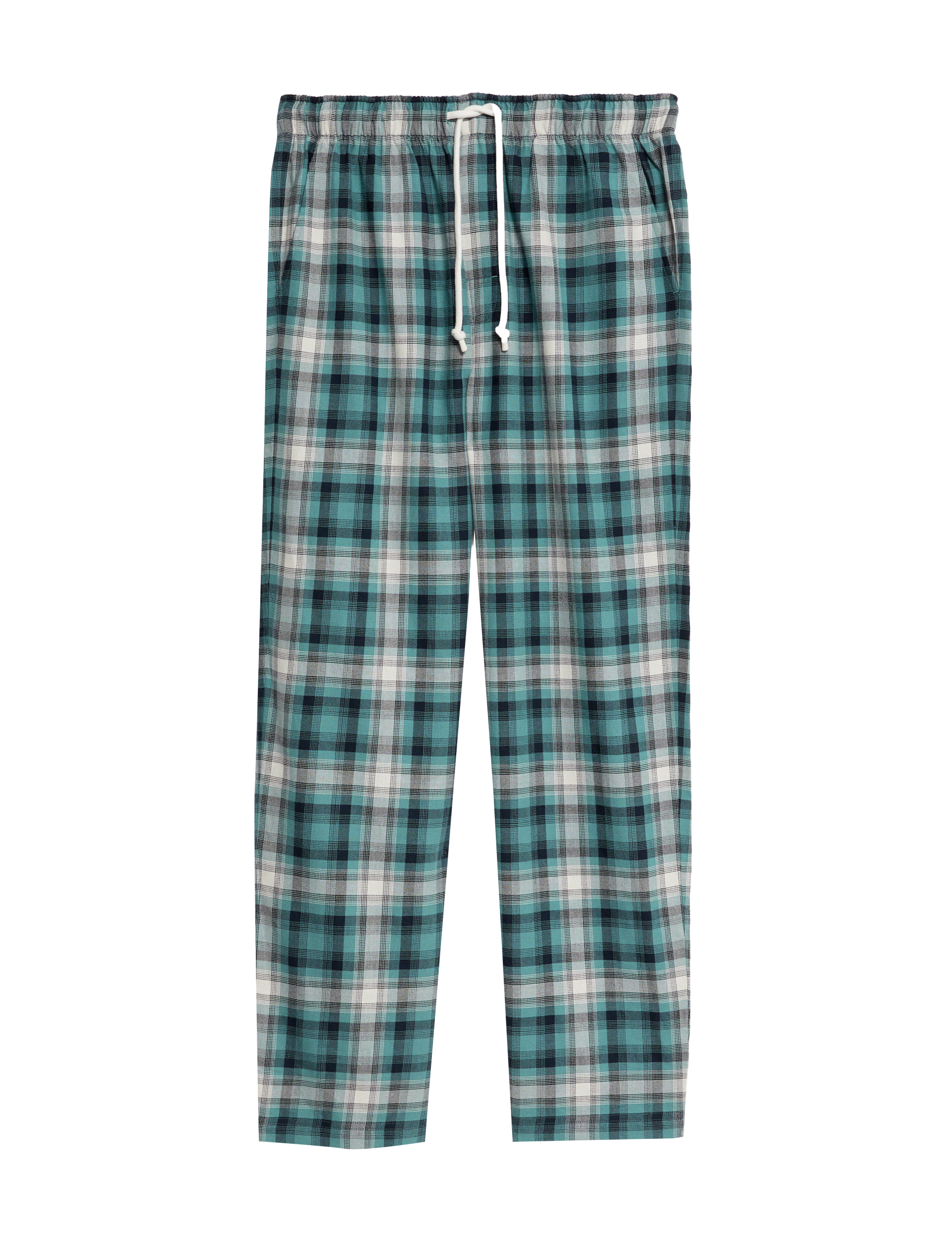 M&S Collection Men's Pure Cotton Checked Loungewear Bottoms - XL - Teal Mix, Teal Mix