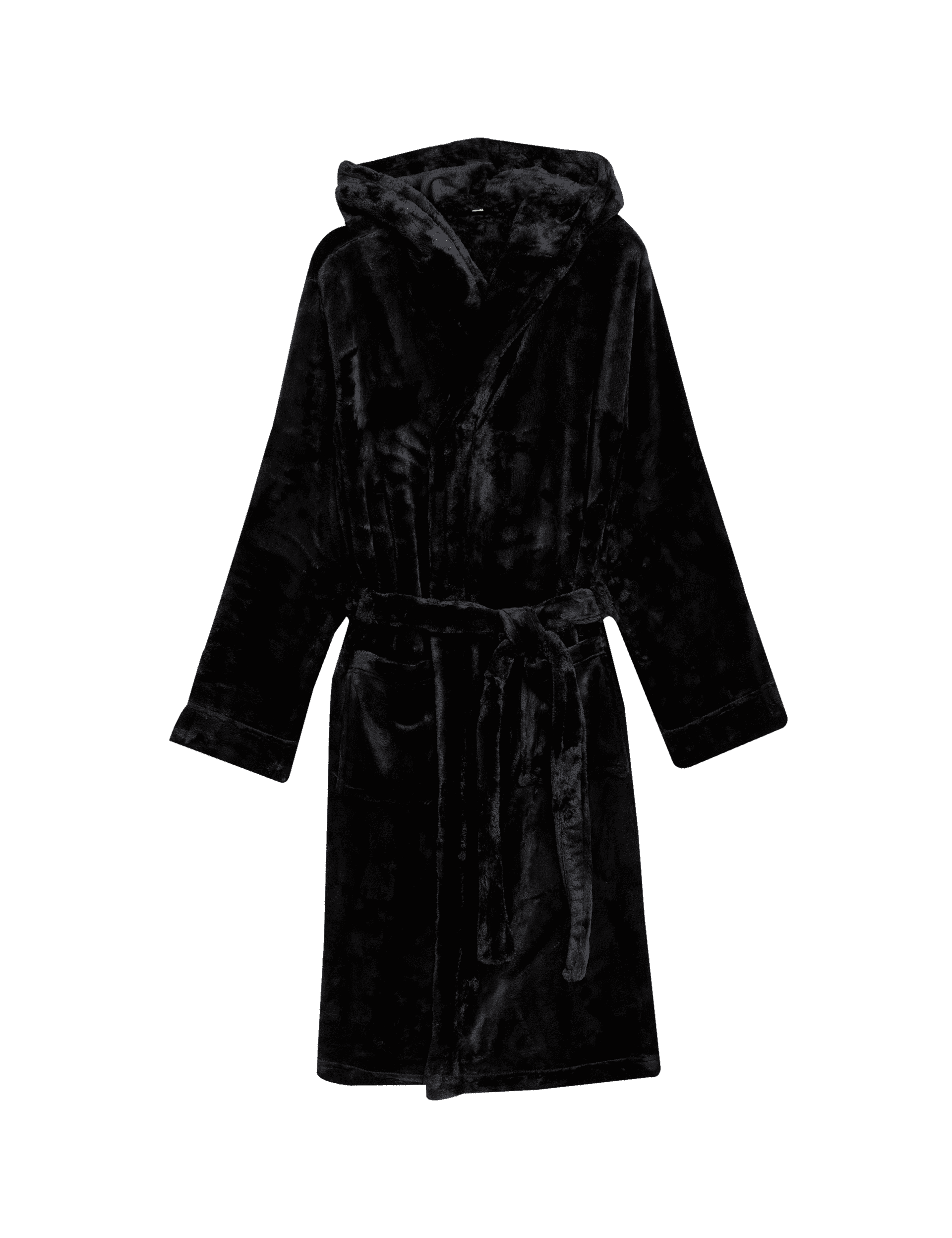 Autograph Men's Fleece Supersoft Hooded Dressing Gown - Black, Black