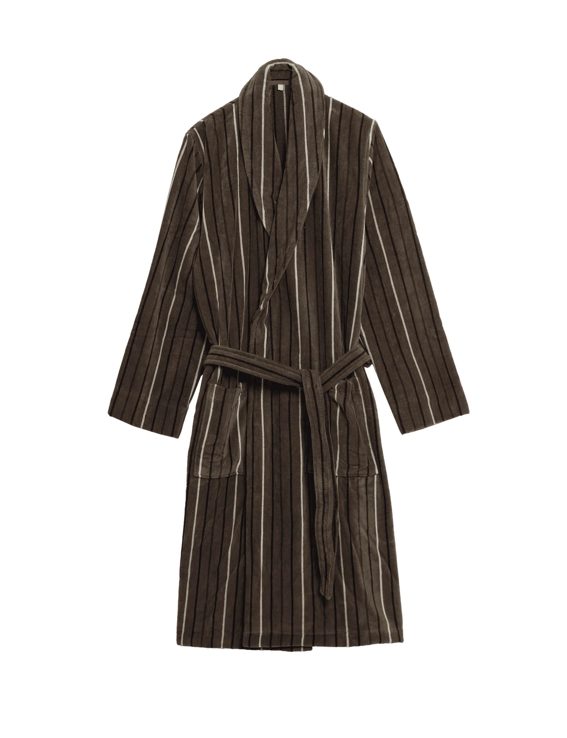 Autograph Men's Pure Cotton Velour Striped Dressing Gown - Mole, Mole