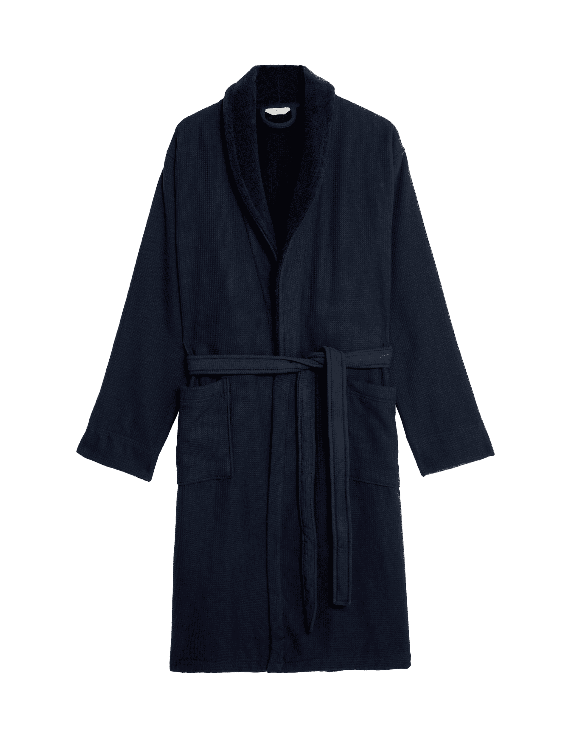 M&S Collection Men's Pure Cotton Waffle Dressing Gown - Dark Navy, Dark Navy