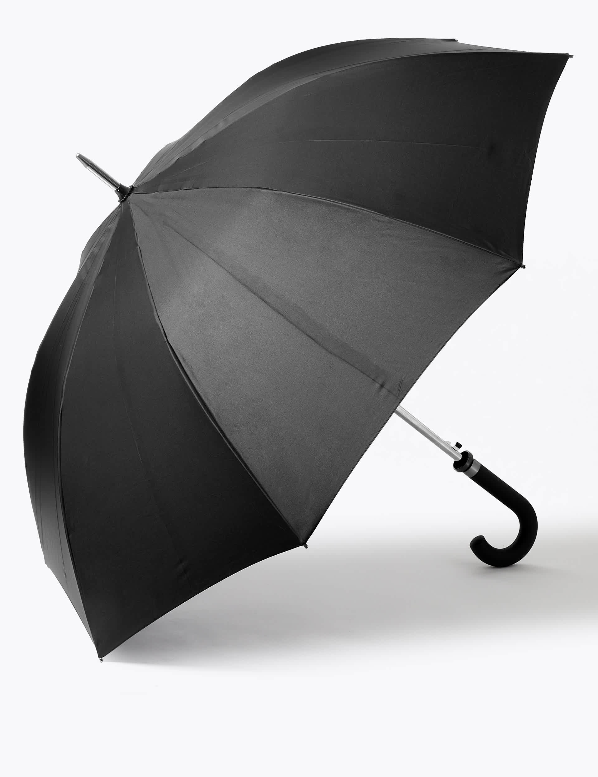 M&S Men's Large Umbrella with Windtech - Black, Black