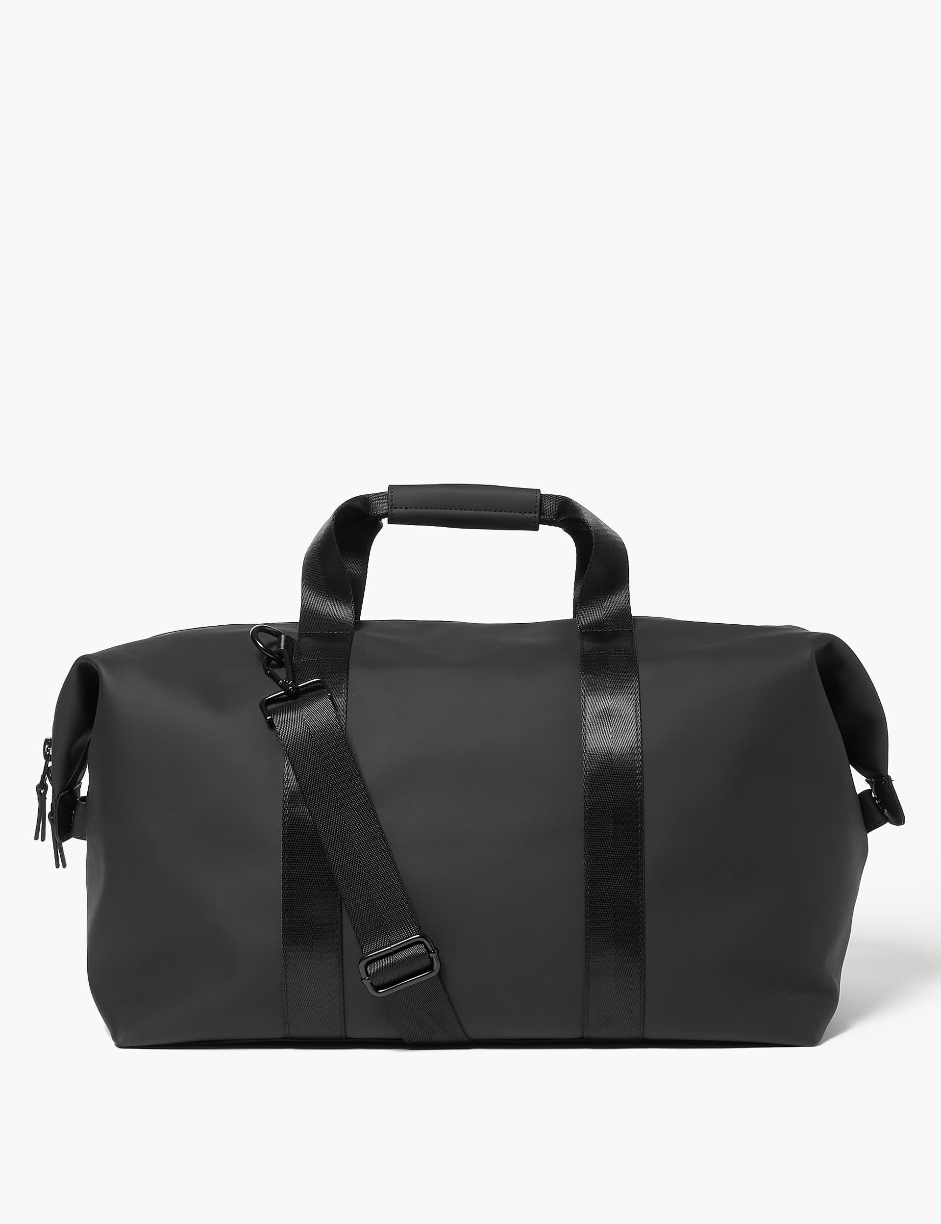 M&S Men's Rubberised Weekend Bag - Black, Black,Dark Teal